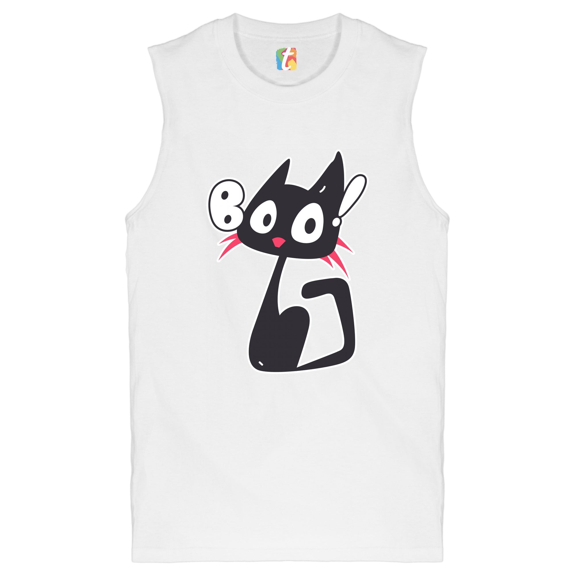 Boo Kitten Muscle Shirt Happy Halloween Trick-or-Treating Funny Cat Men's
