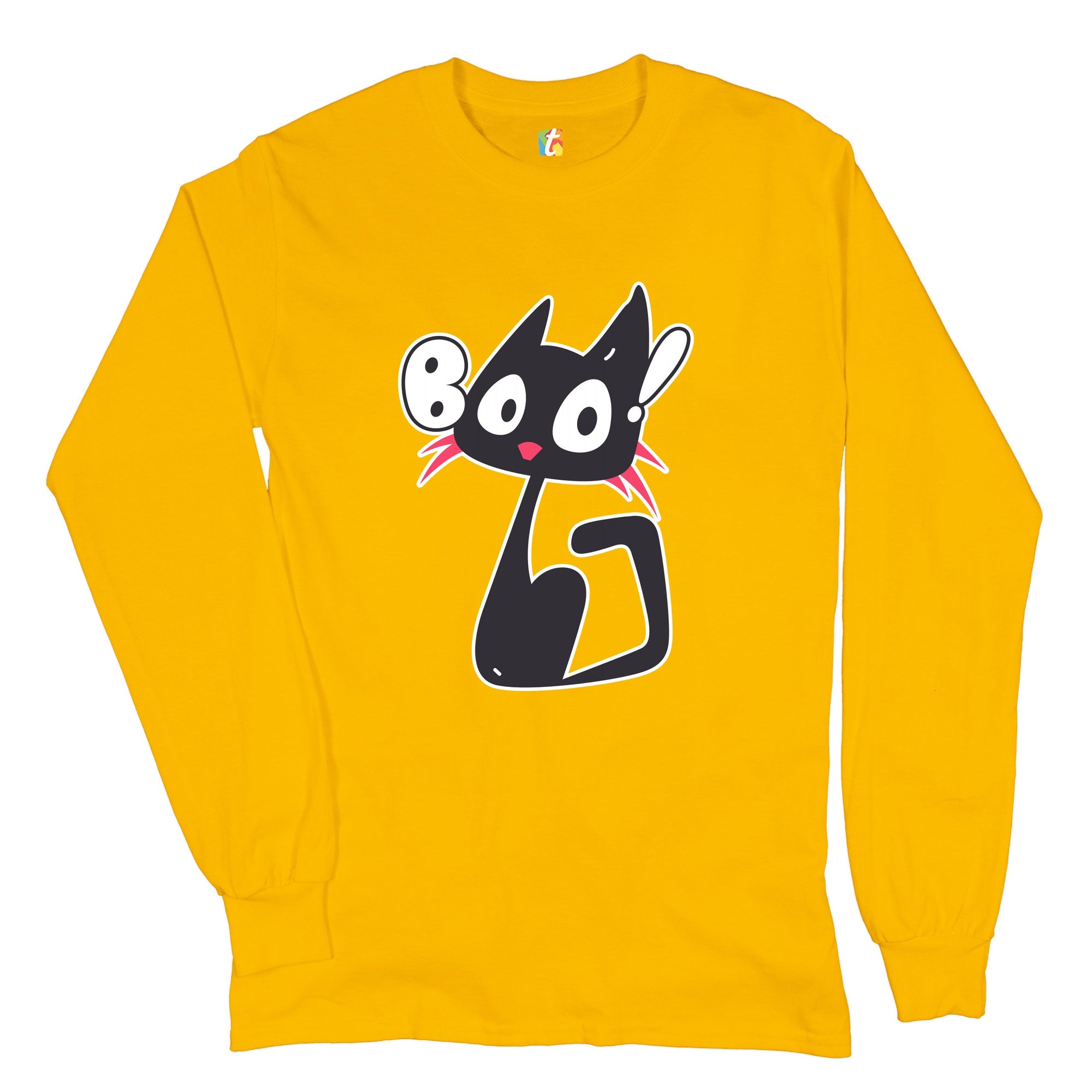 Boo Kitten Long Sleeve T-shirt Happy Halloween Trick-or-Treating Funny Cat