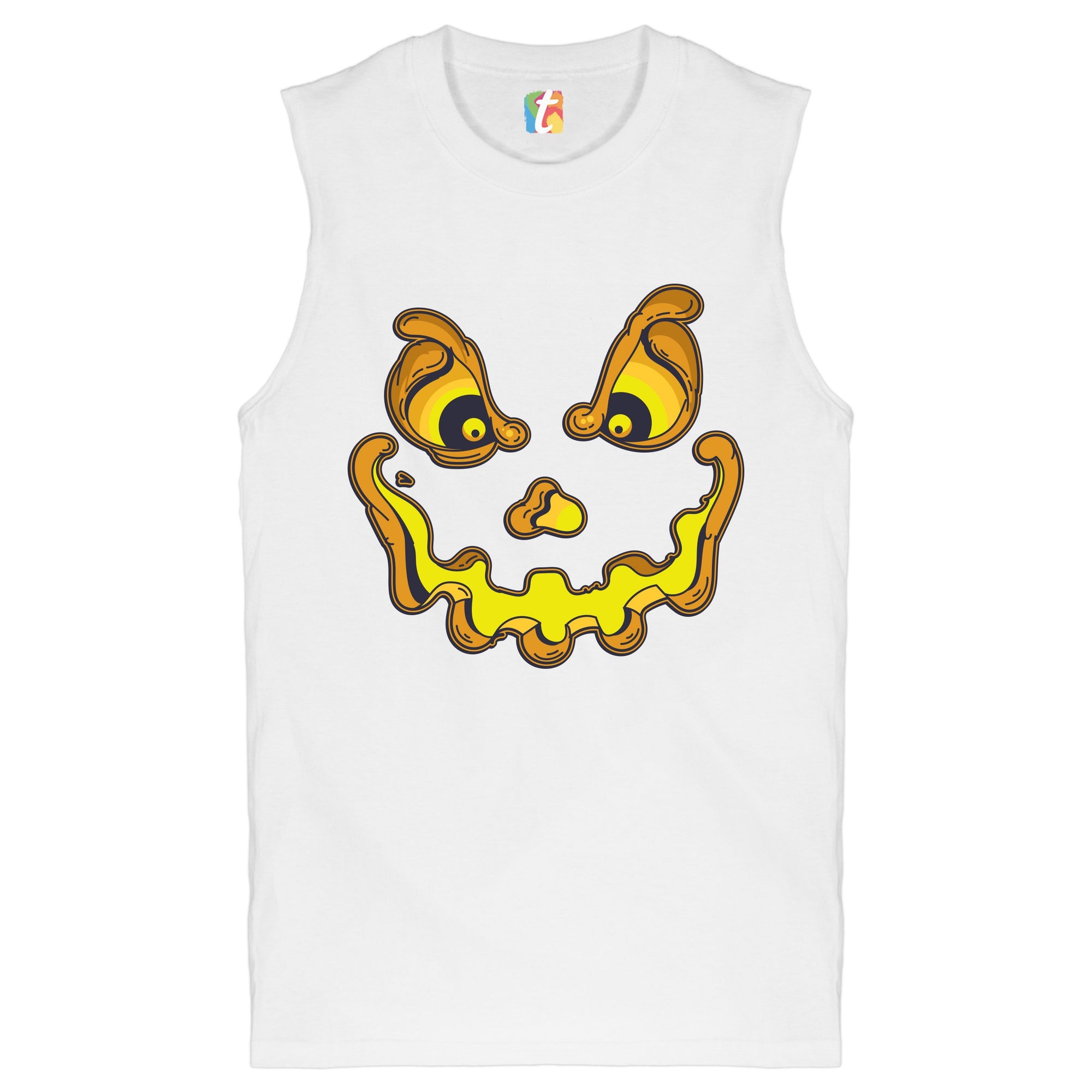 Jack-O-Lantern Pumpkin Face Muscle Shirt Trick-or-Treat Halloween Men's