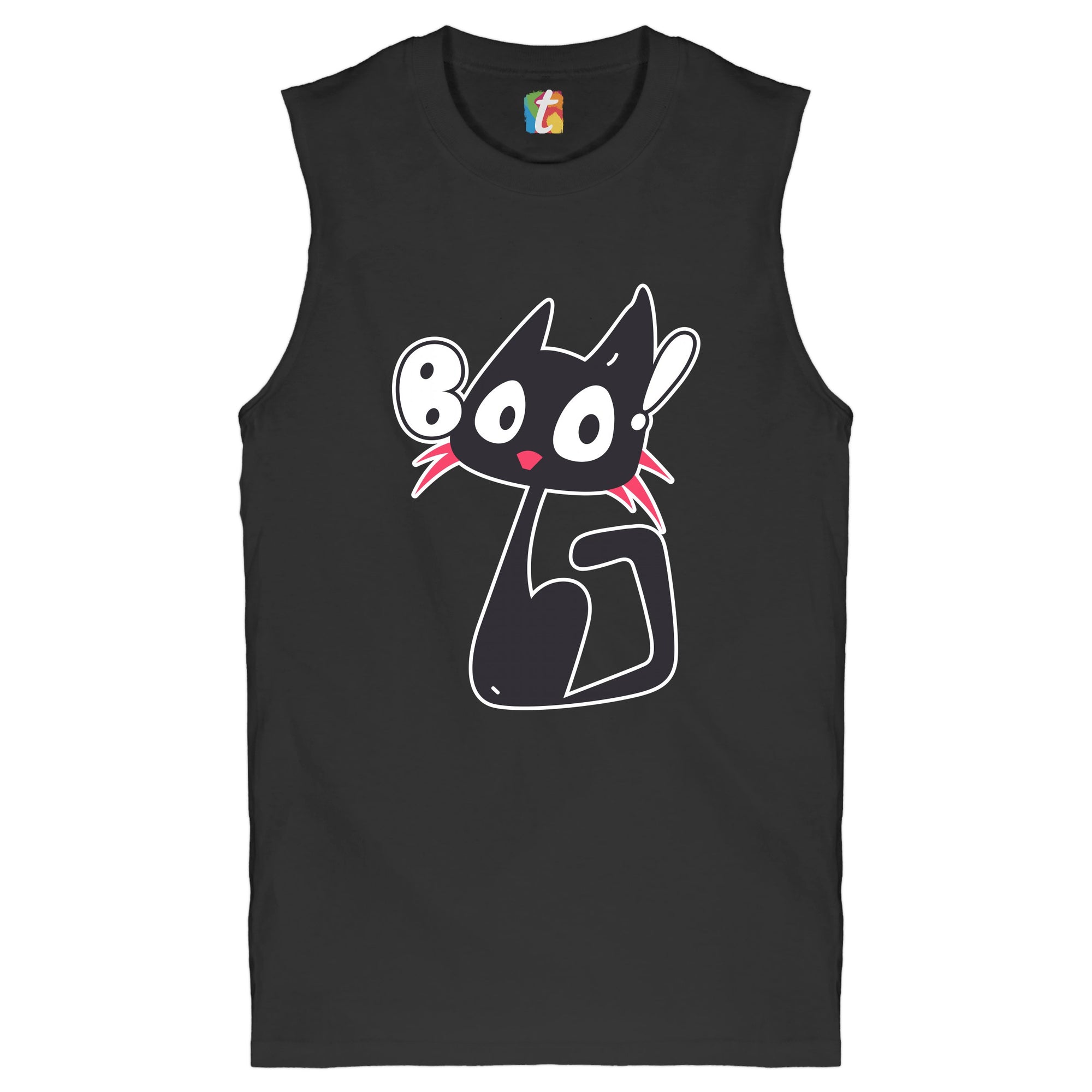 Boo Kitten Muscle Shirt Happy Halloween Trick-or-Treating Funny Cat Men's