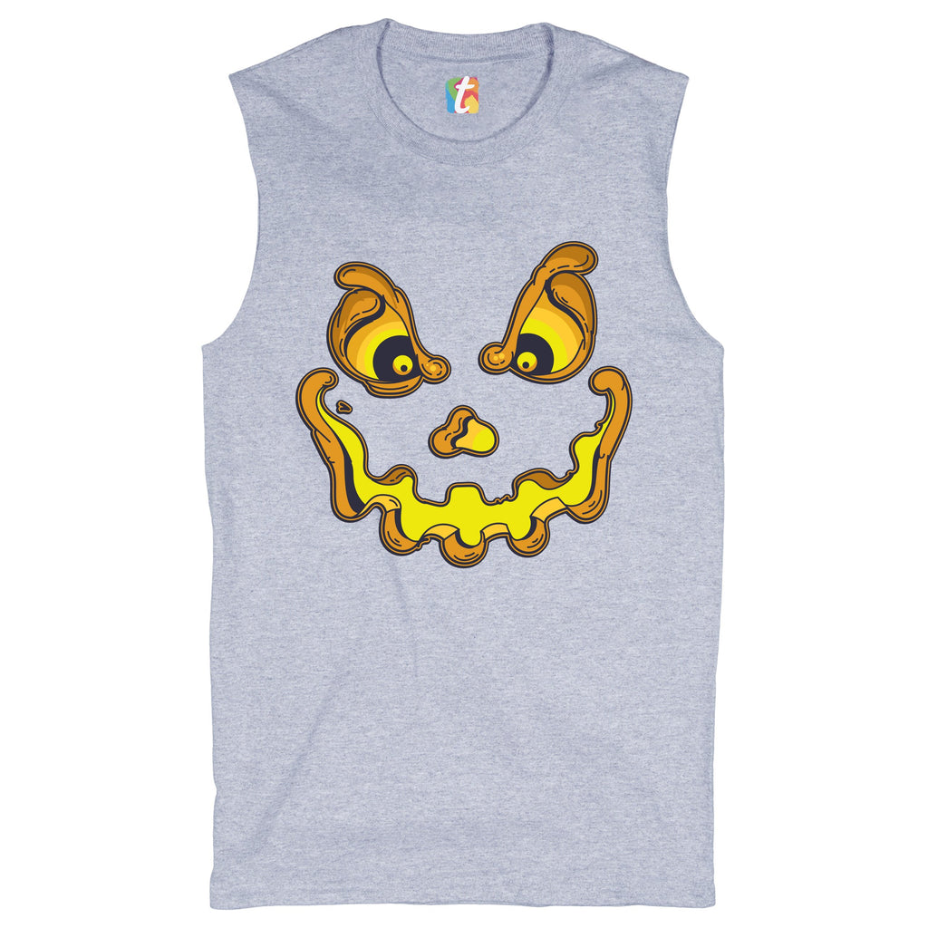 Jack-O-Lantern Pumpkin Face Muscle Shirt Trick-or-Treat Halloween Men's