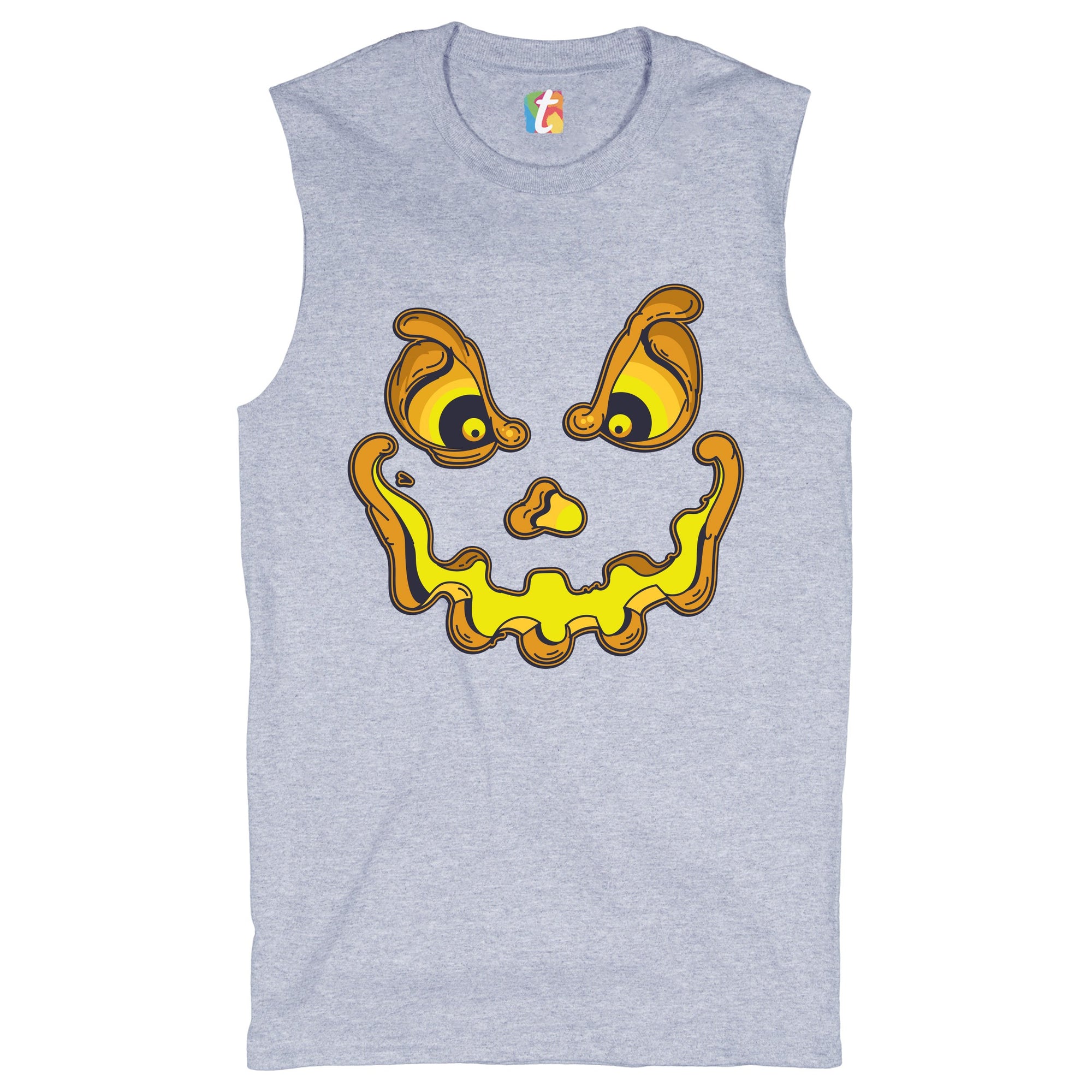 Jack-O-Lantern Pumpkin Face Muscle Shirt Trick-or-Treat Halloween Men's