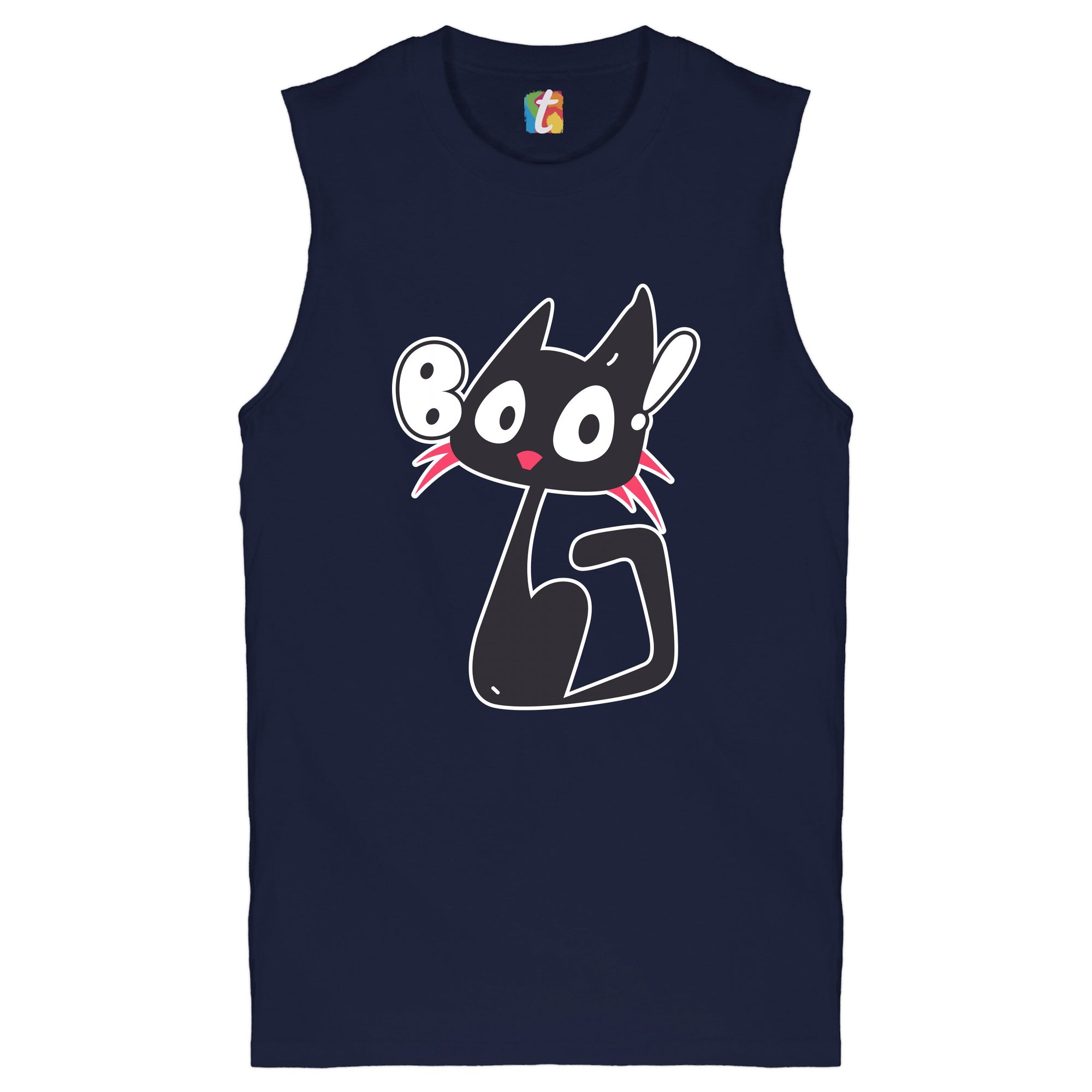 Boo Kitten Muscle Shirt Happy Halloween Trick-or-Treating Funny Cat Men's