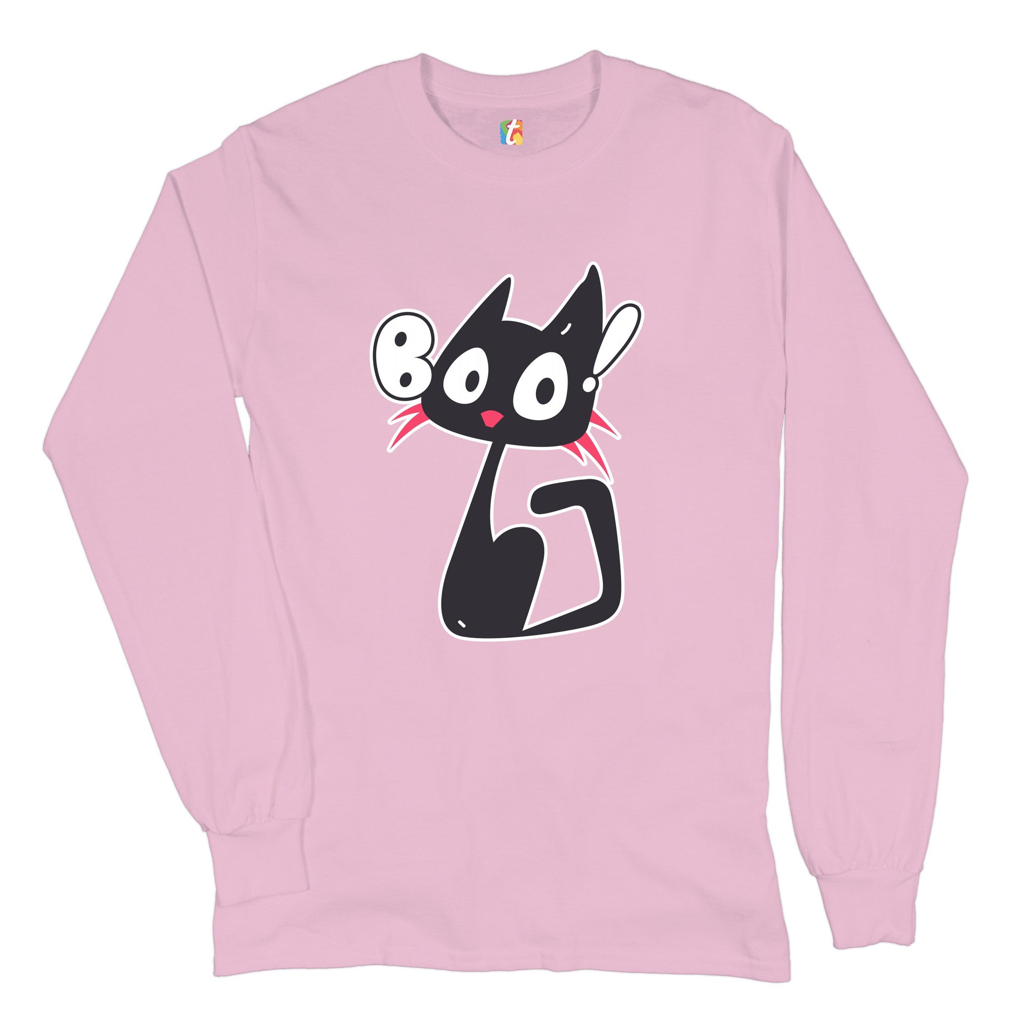 Boo Kitten Long Sleeve T-shirt Happy Halloween Trick-or-Treating Funny Cat