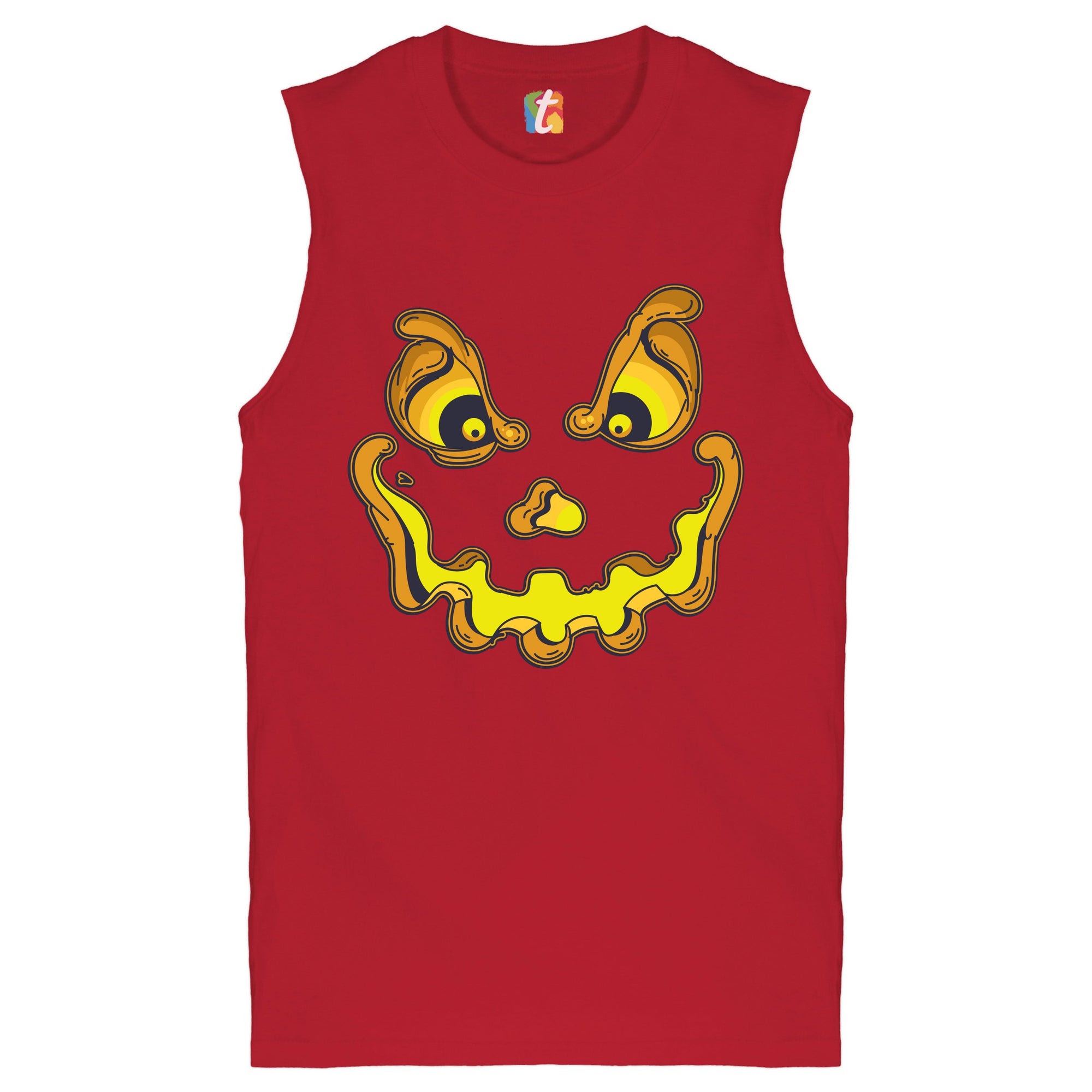 Jack-O-Lantern Pumpkin Face Muscle Shirt Trick-or-Treat Halloween Men's