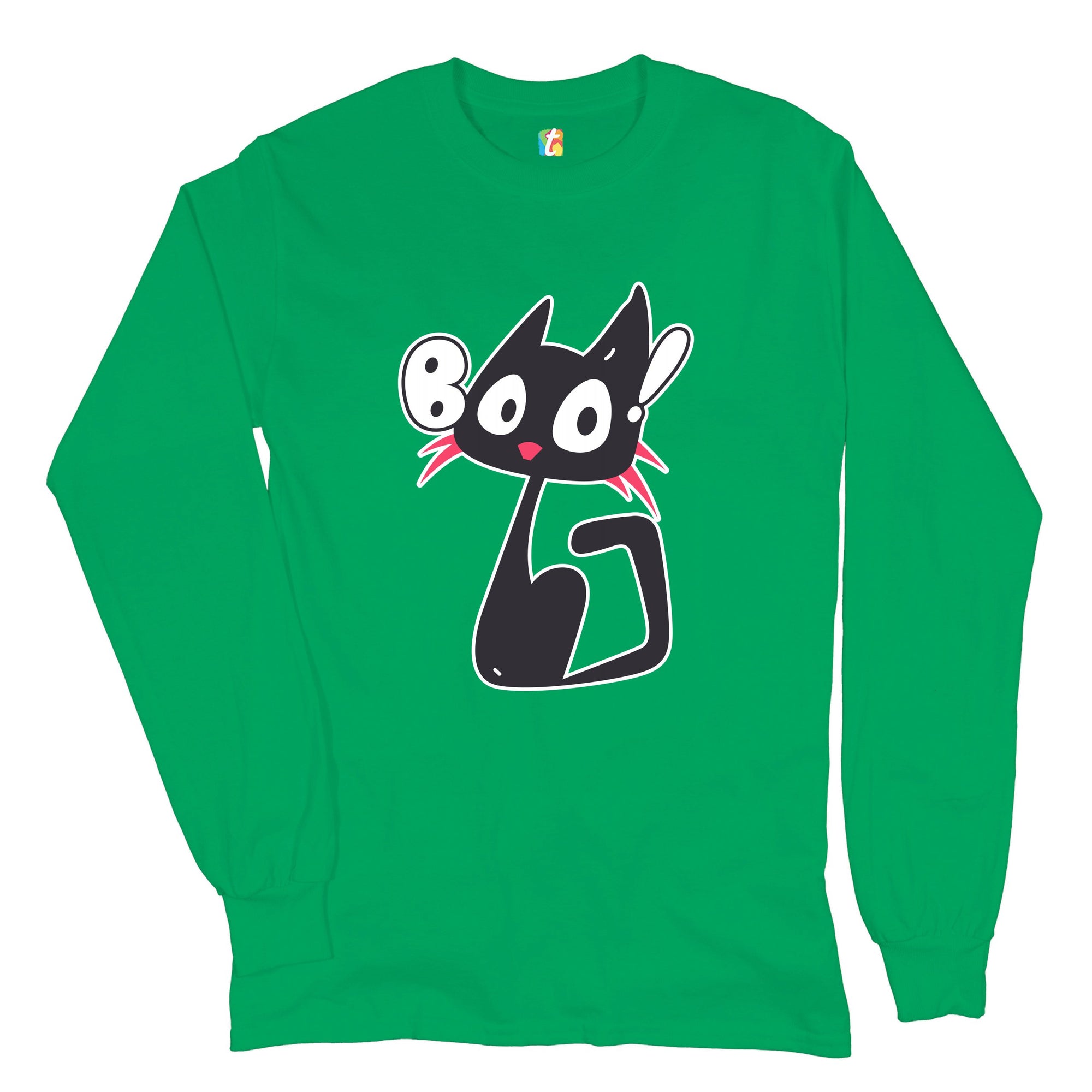Boo Kitten Long Sleeve T-shirt Happy Halloween Trick-or-Treating Funny Cat