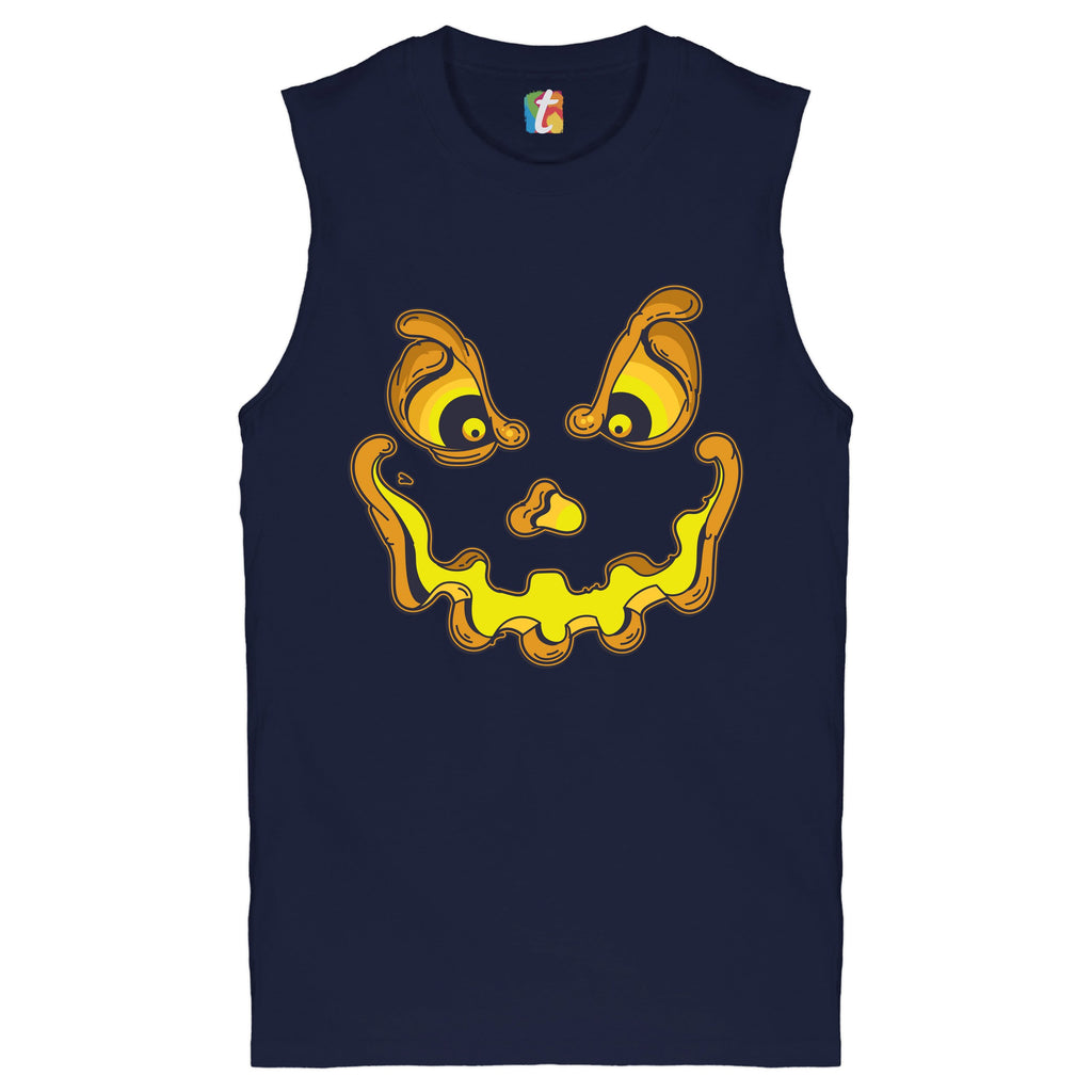 Jack-O-Lantern Pumpkin Face Muscle Shirt Trick-or-Treat Halloween Men's