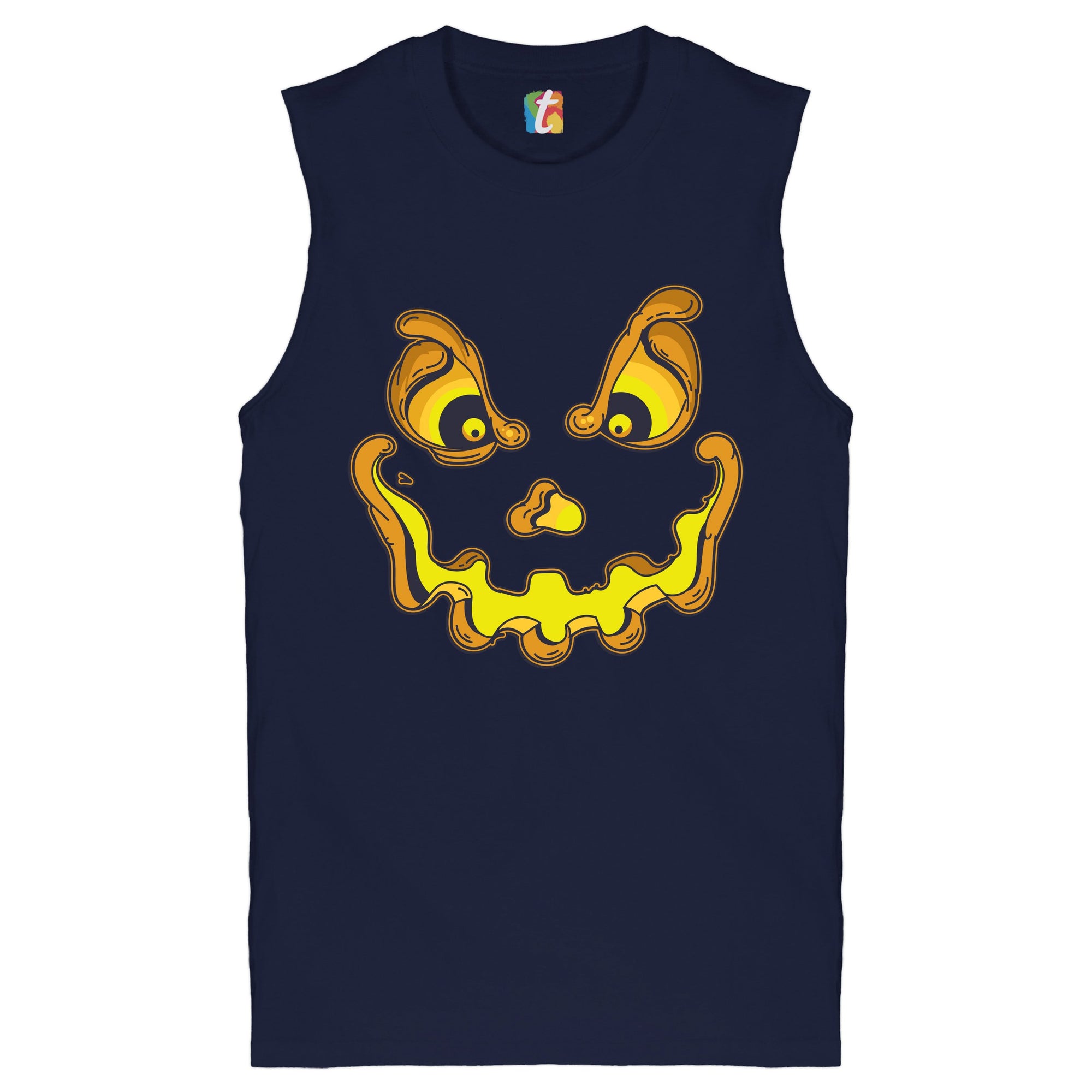 Jack-O-Lantern Pumpkin Face Muscle Shirt Trick-or-Treat Halloween Men's