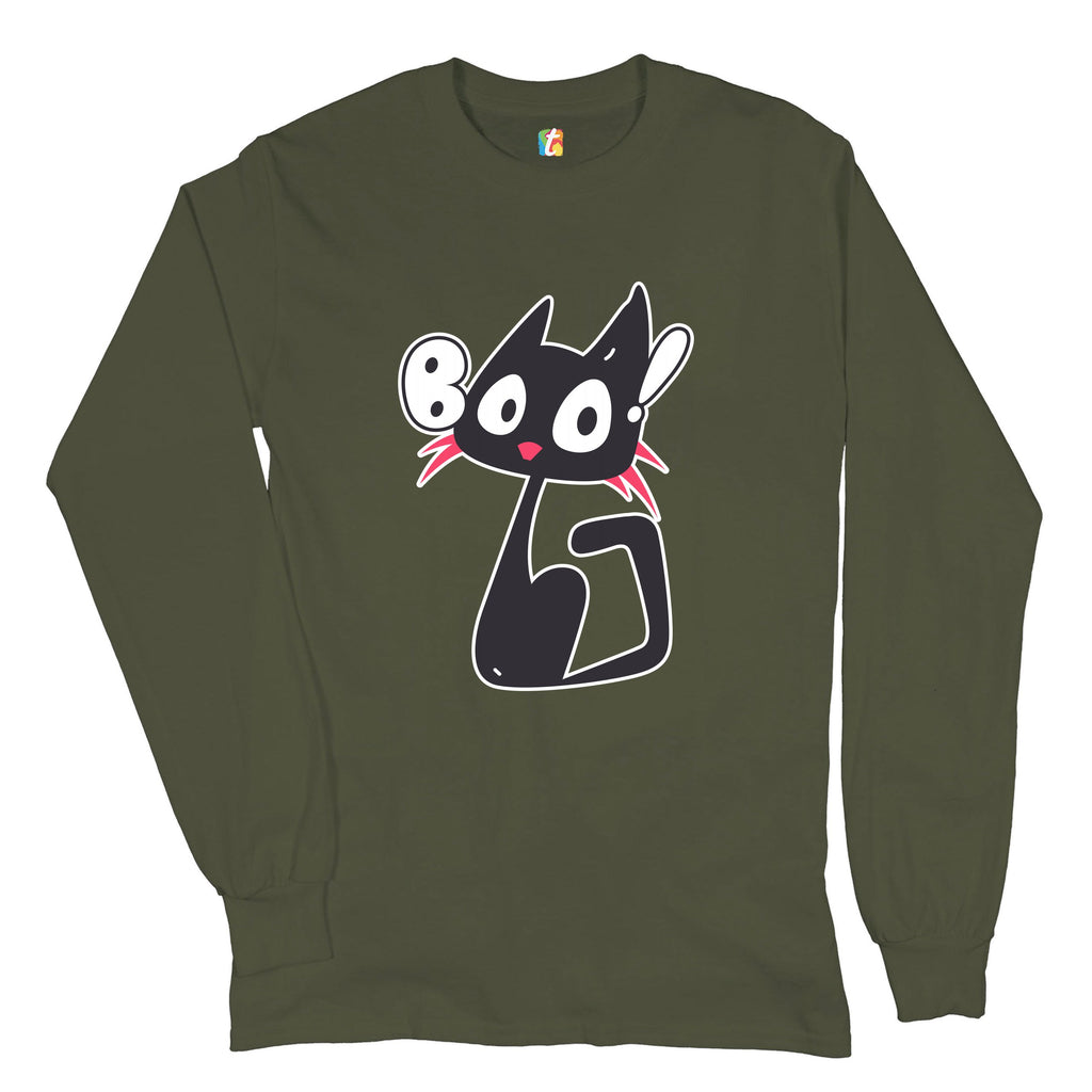 Boo Kitten Long Sleeve T-shirt Happy Halloween Trick-or-Treating Funny Cat