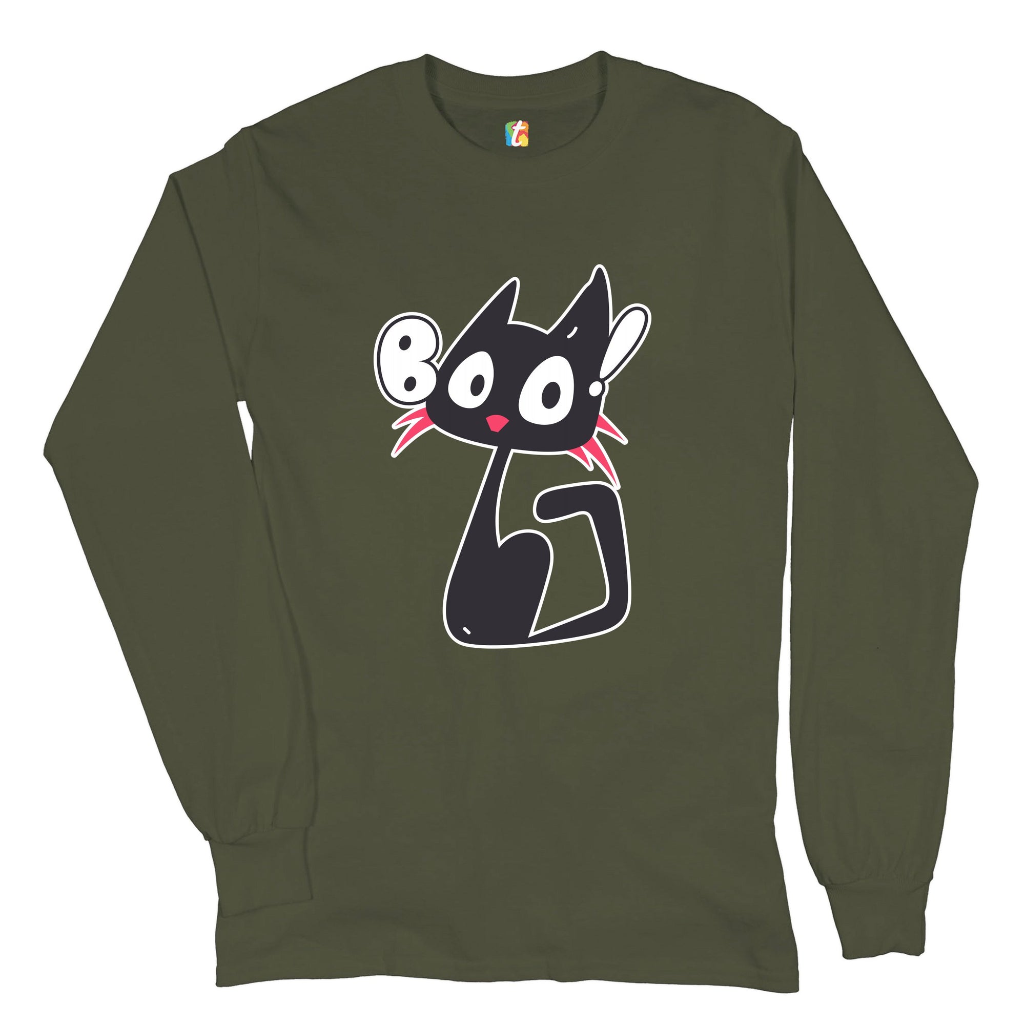 Boo Kitten Long Sleeve T-shirt Happy Halloween Trick-or-Treating Funny Cat