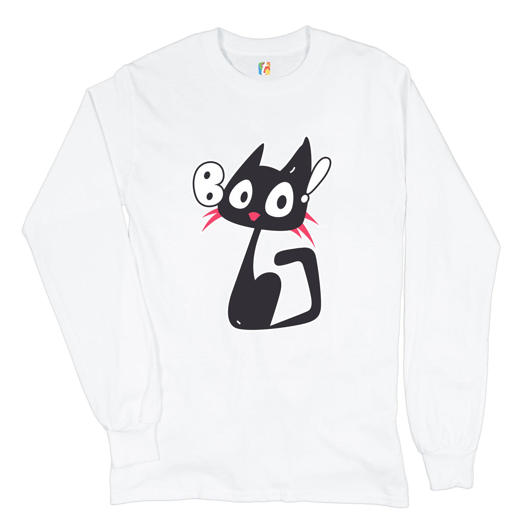 Boo Kitten Long Sleeve T-shirt Happy Halloween Trick-or-Treating Funny Cat