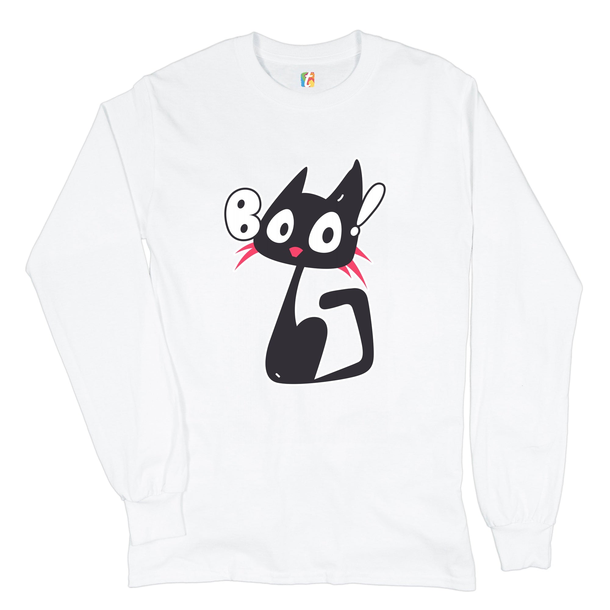 Boo Kitten Long Sleeve T-shirt Happy Halloween Trick-or-Treating Funny Cat