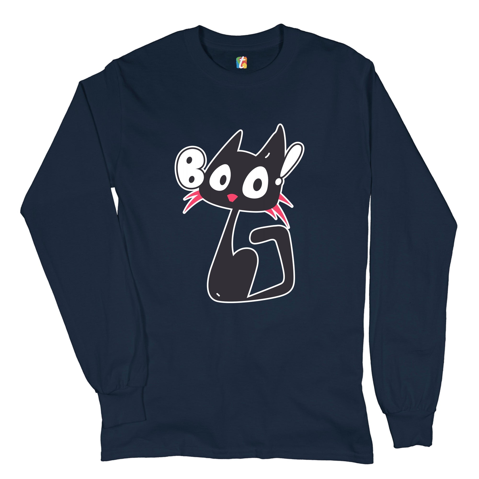 Boo Kitten Long Sleeve T-shirt Happy Halloween Trick-or-Treating Funny Cat