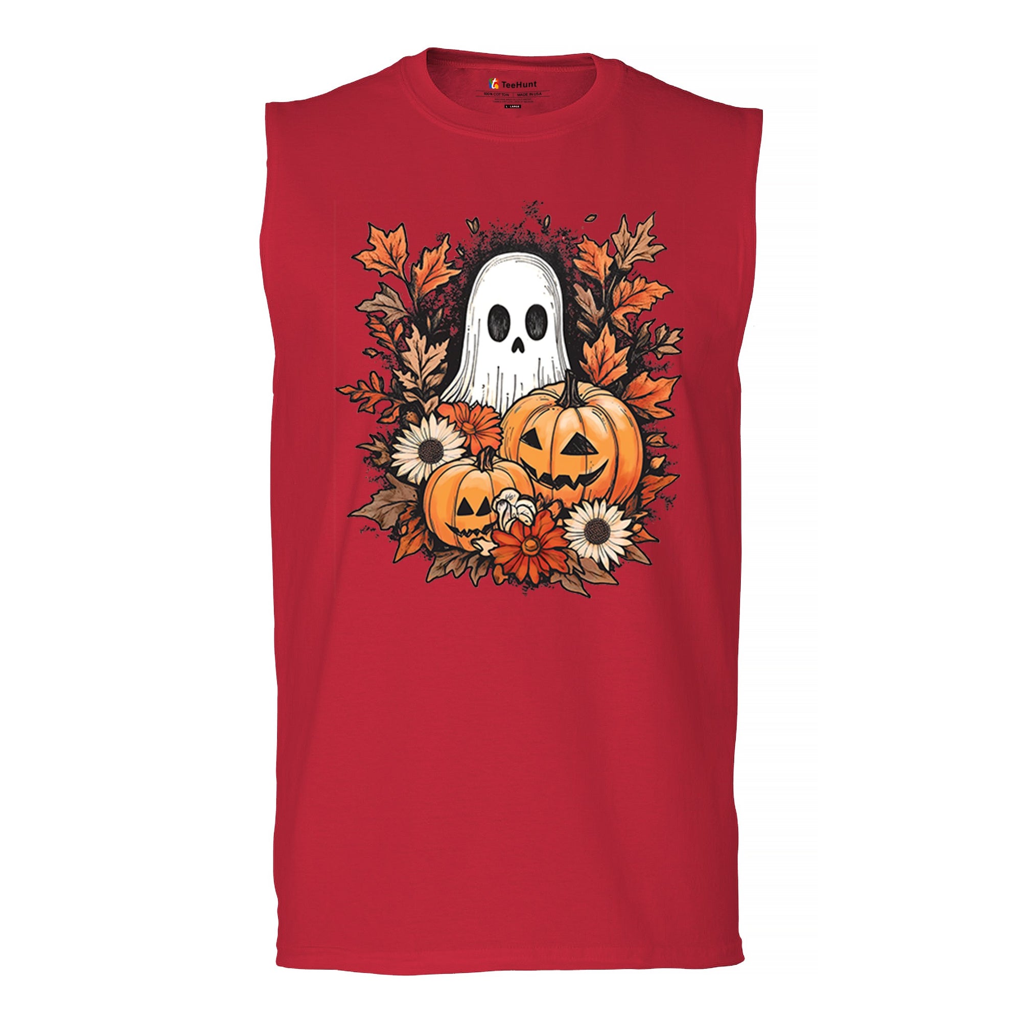 Halloween Jack-o-Lantern and Cute Ghost Muscle Shirt Trick Or Treat Fall Men's