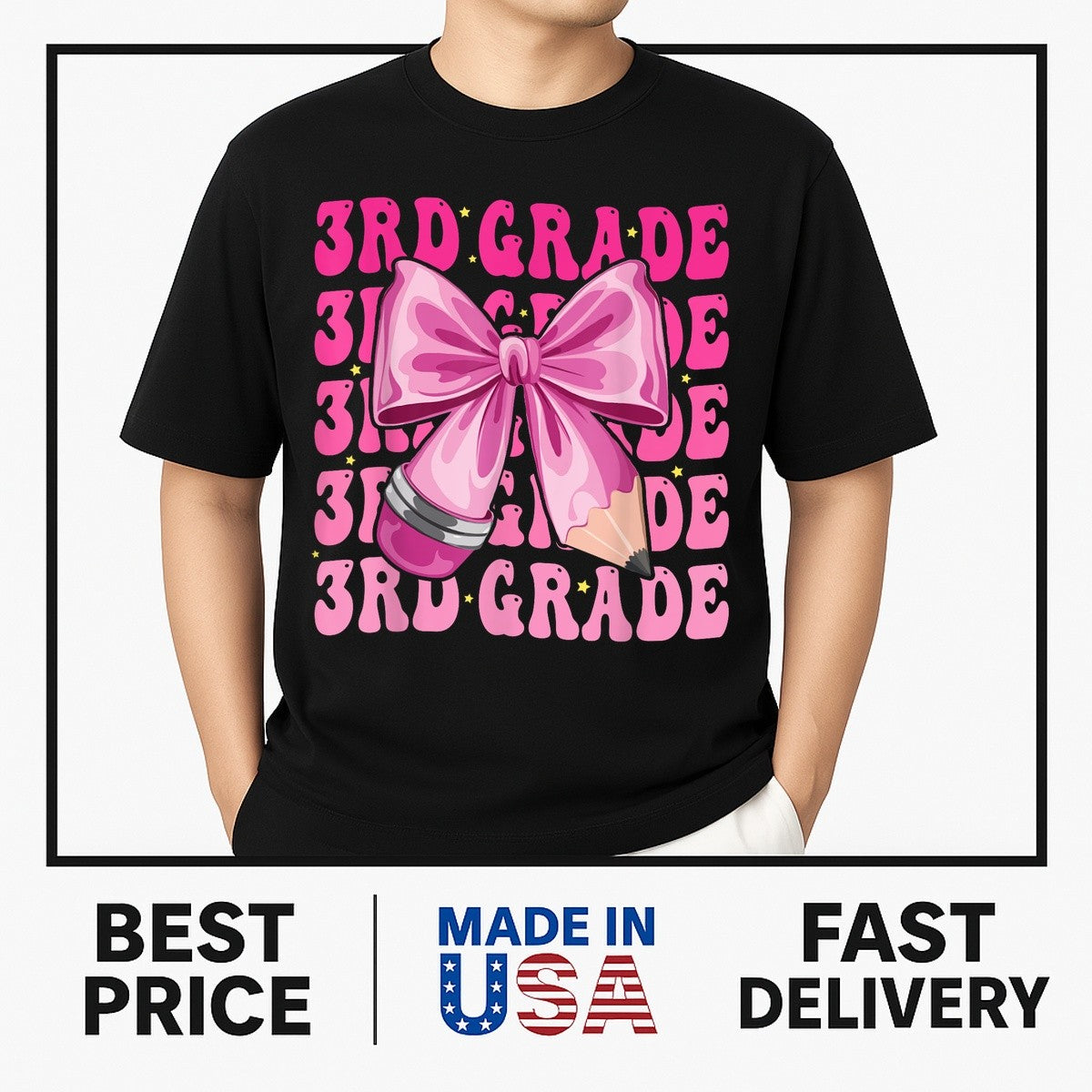 3rd Grade Coquette Bow Back To School Third Grade T-Shirt NEW ITEM