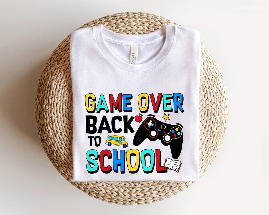 Game Over Back To School Shirt, Gamer Kid Shirt, Gamer School Shirt, First Da...