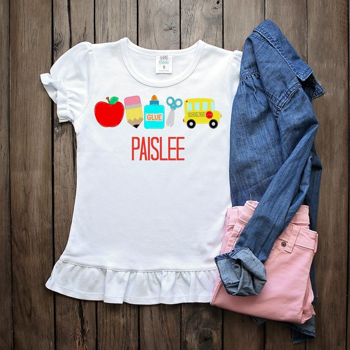 School Supplies Tee*Back to School*Sublimated