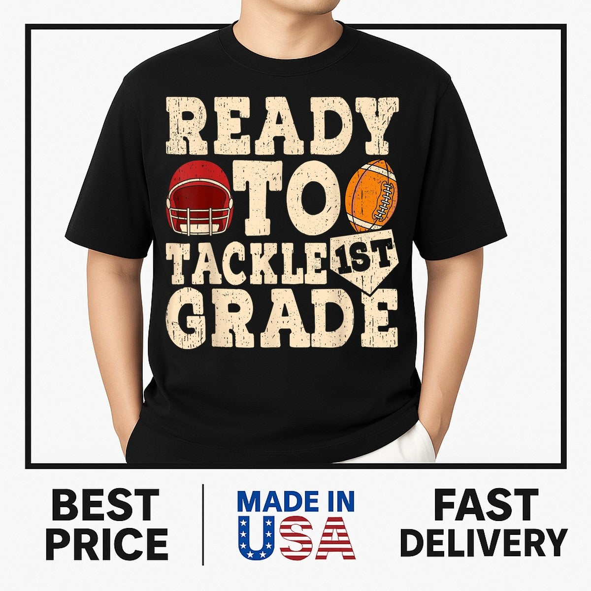 Ready To Tackle First Grade Back To School Football T-Shirt TRENDING 2025
