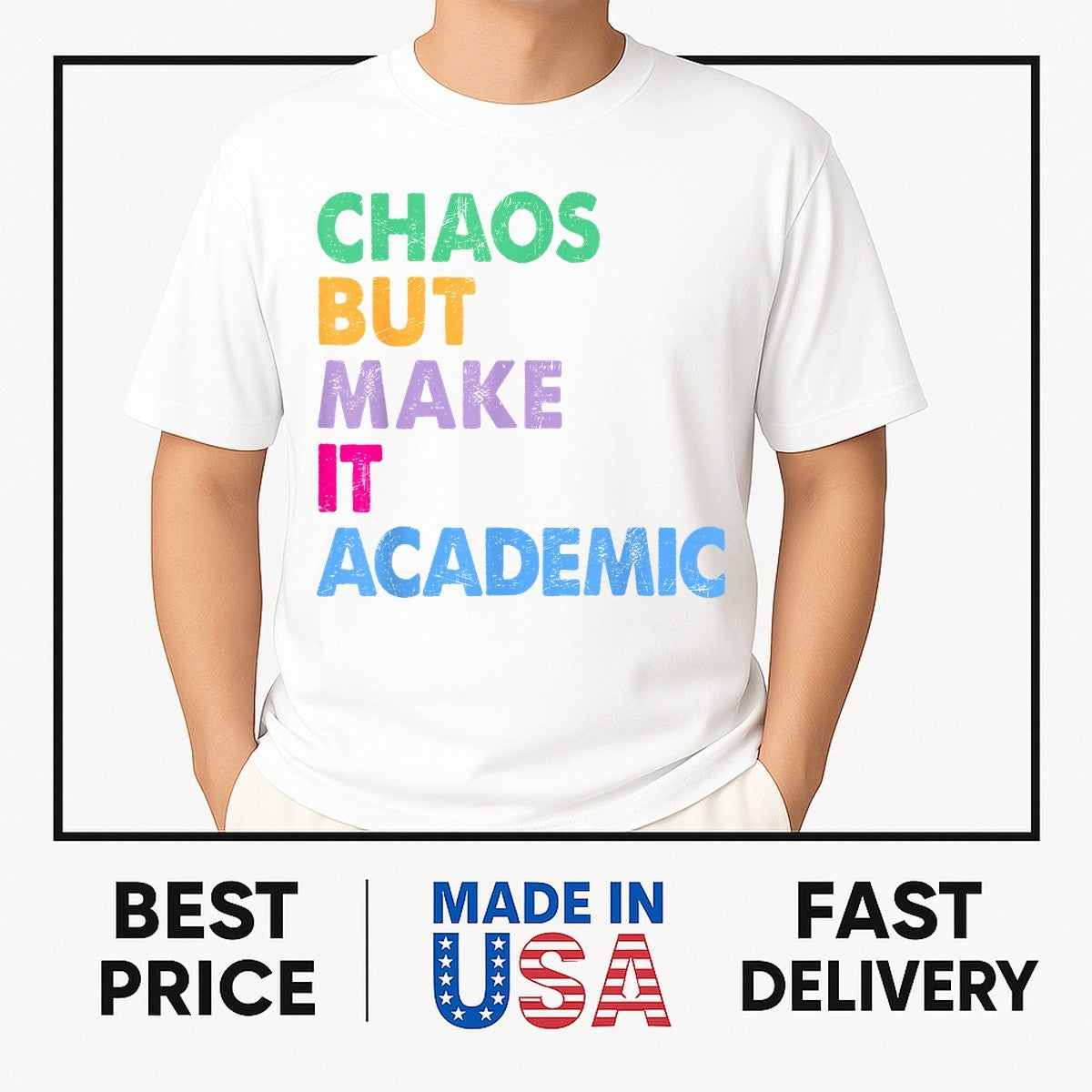 Chaos But Make It Academic Funny Teacher Back To School T-Shirt POPULAR