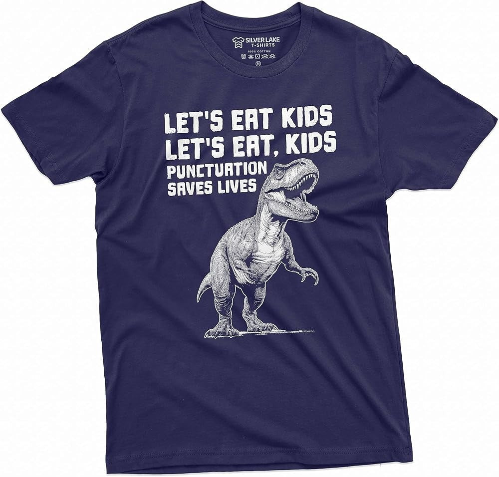 Back to School T-Shirt Grammar Punctuation tee Shirt Let's eat,Tee Shirt S