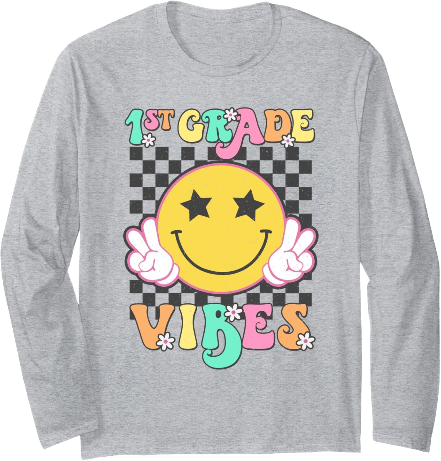 1st Grade Vibes Smile Face Back to School First Long Sleeve Tshirt