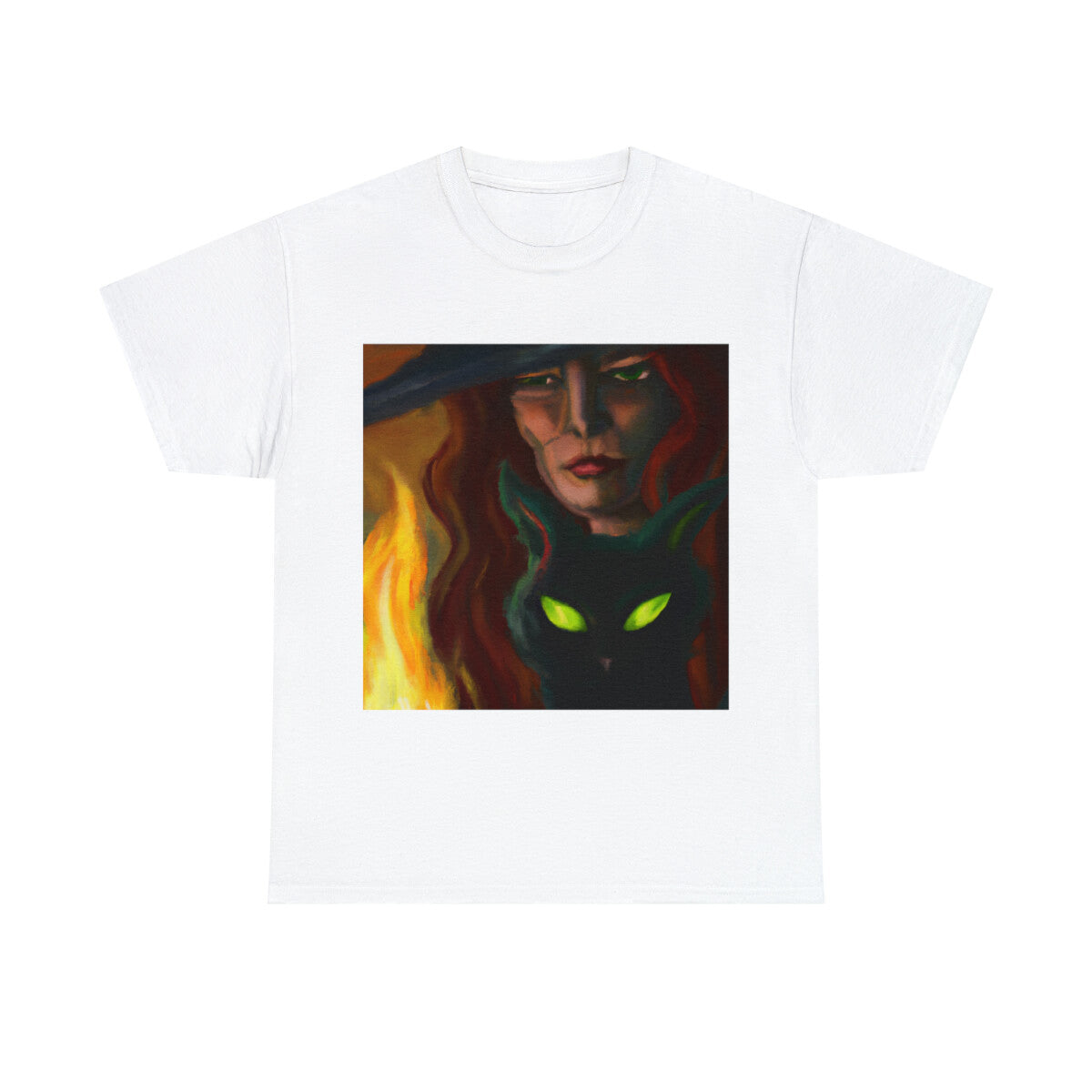 Halloween Witch Black Cat T Shirt Art Tee Unisex Adult Moon Scary Trick or Treat