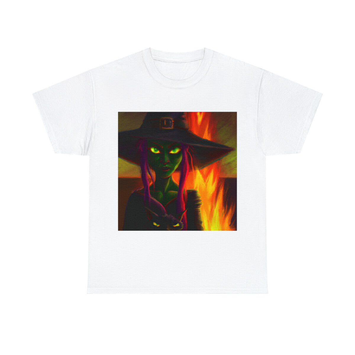 Halloween Witch Black Cat T Shirt Art Tee Unisex Adult Moon Scary Trick or Treat