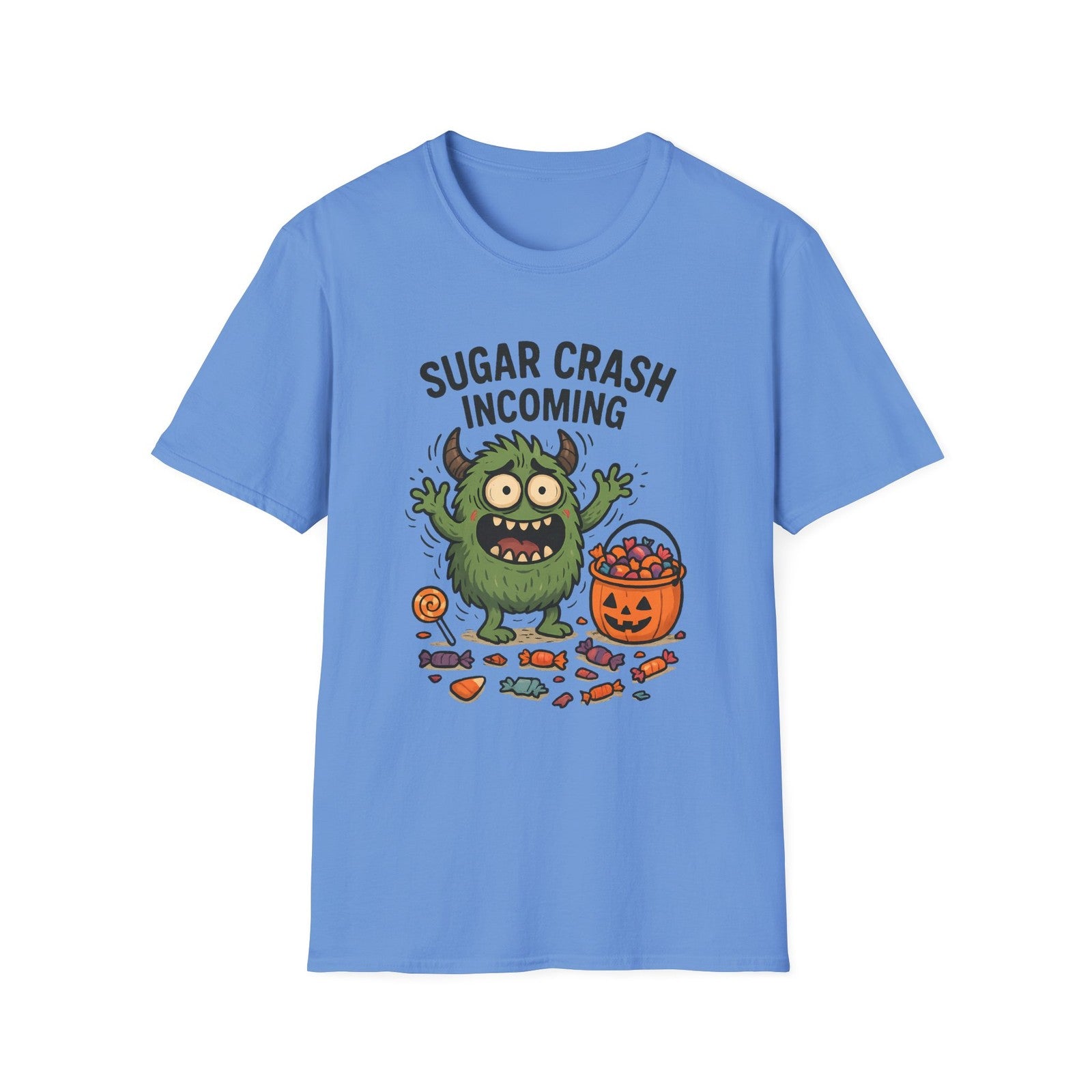 Unisex Softstyle T-Shirt – Funny Halloween Tee, Monster , Trick or Treat Candy