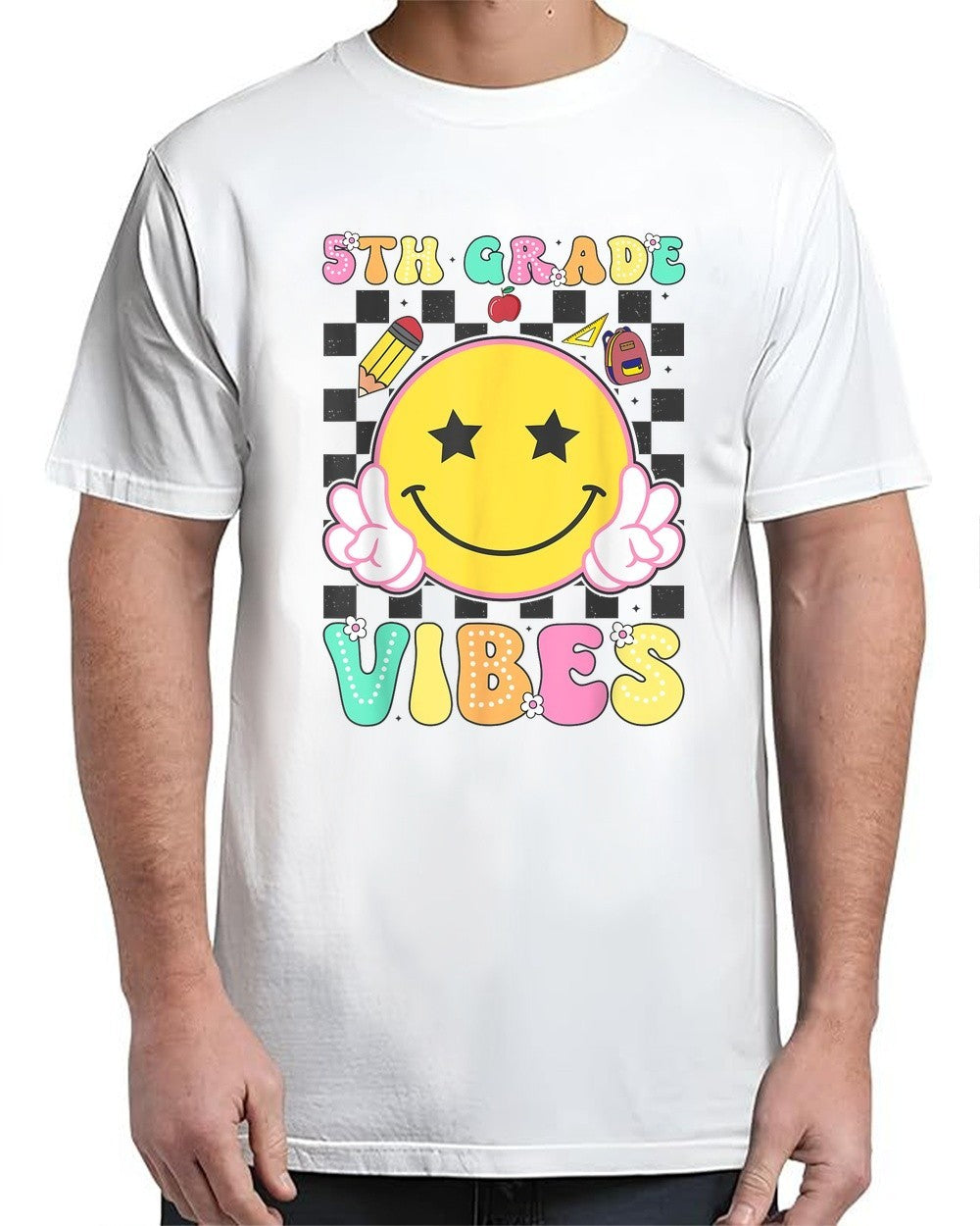 Smile Face Back to School Fifth Grade For Adult S-4XL T-Shirt