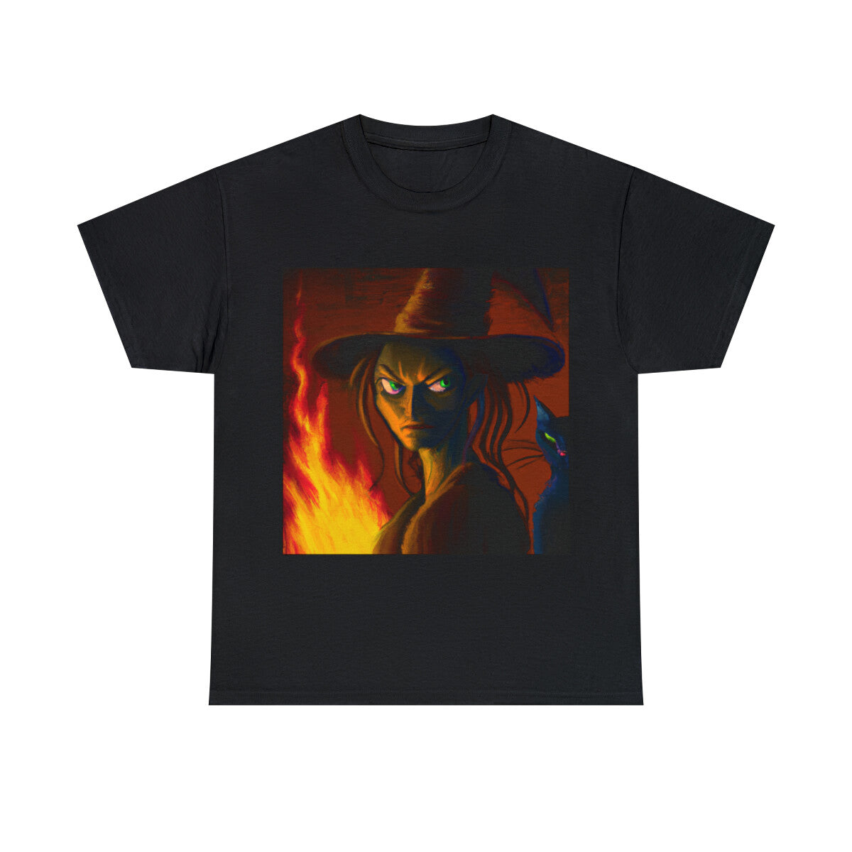 Halloween Witch Black Cat T Shirt Art Tee Unisex Adult Moon Scary Trick or Treat