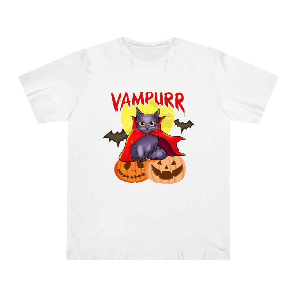 Vampurr Cat Halloween Tee, Bat Horror Tee, Pumpkin Tee Trick or Treat Unisex Top