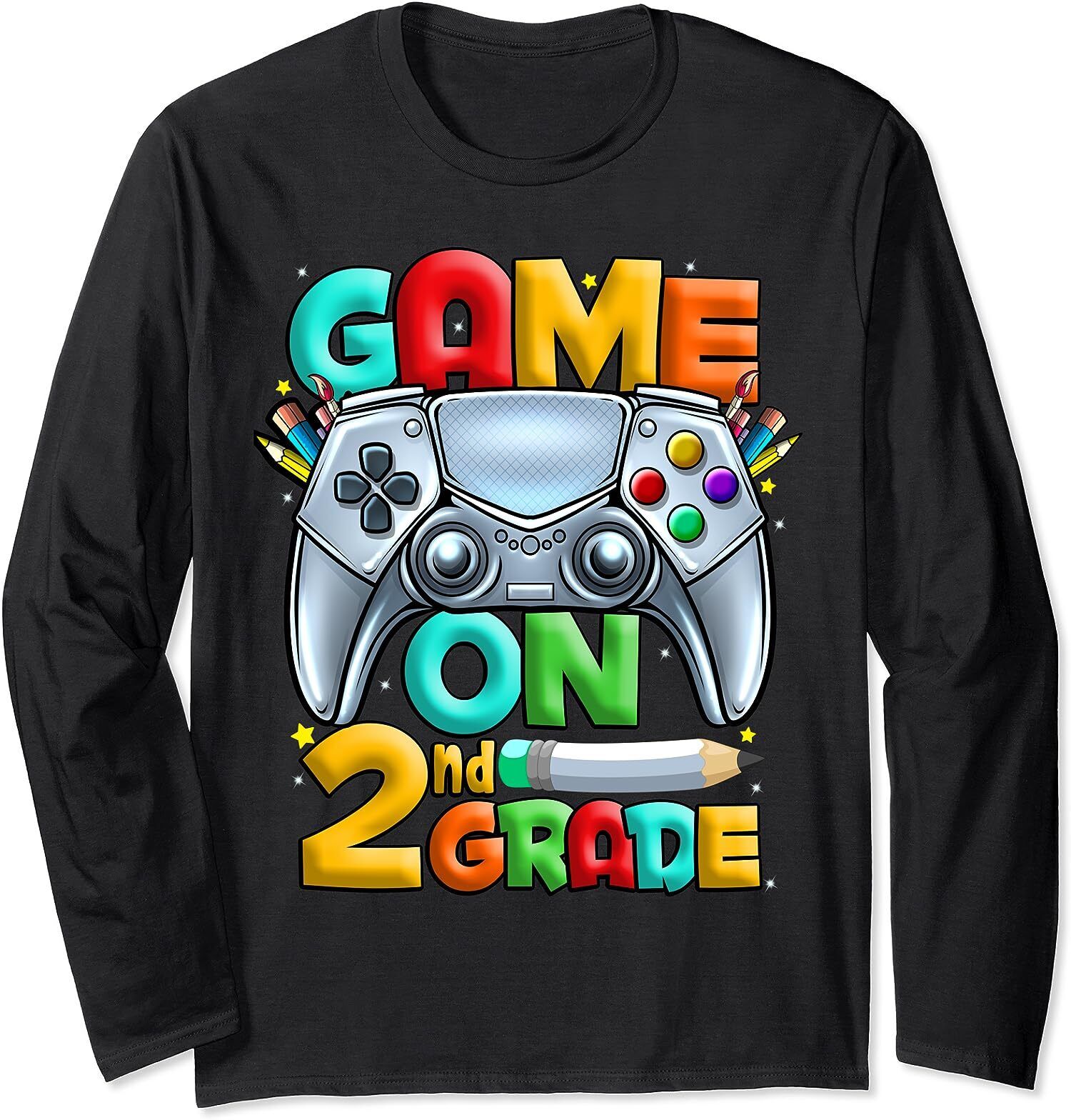 Game On 2nd Grade Back To School Level Unlocked Gift Long Sleeve T-Shirt