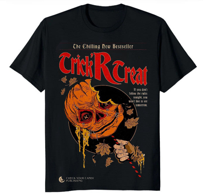 Trick Or Treat Horror Candy T Shirt Funny Halloween Spooky Graphic Tee Unisex
