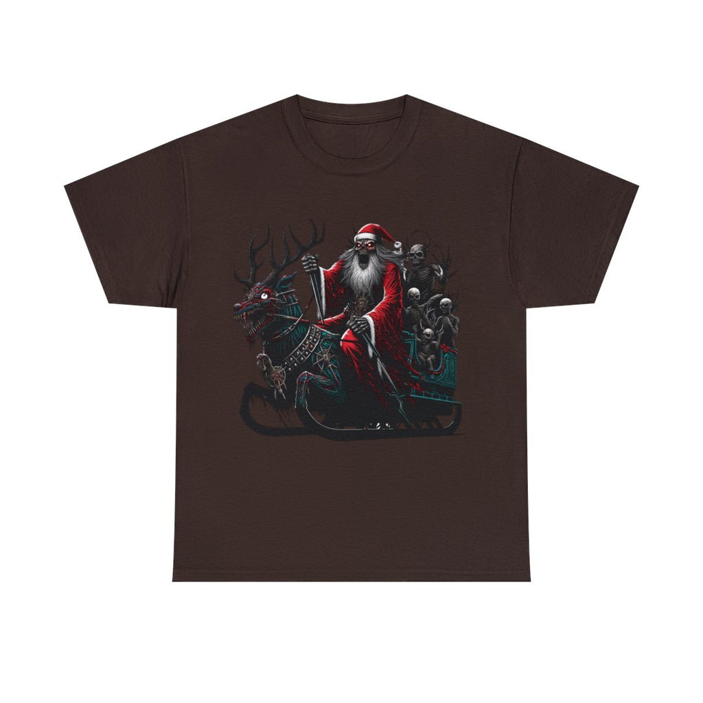 Adult T Shirt Scary Horror Christmas Heavy Death Metal Santa Claus Retro Style