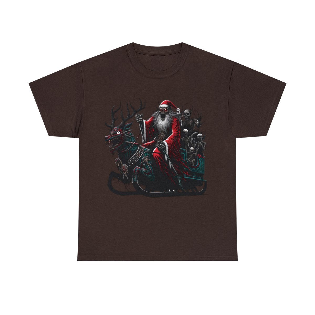 Adult T Shirt Scary Horror Christmas Heavy Death Metal Santa Claus Retro Style