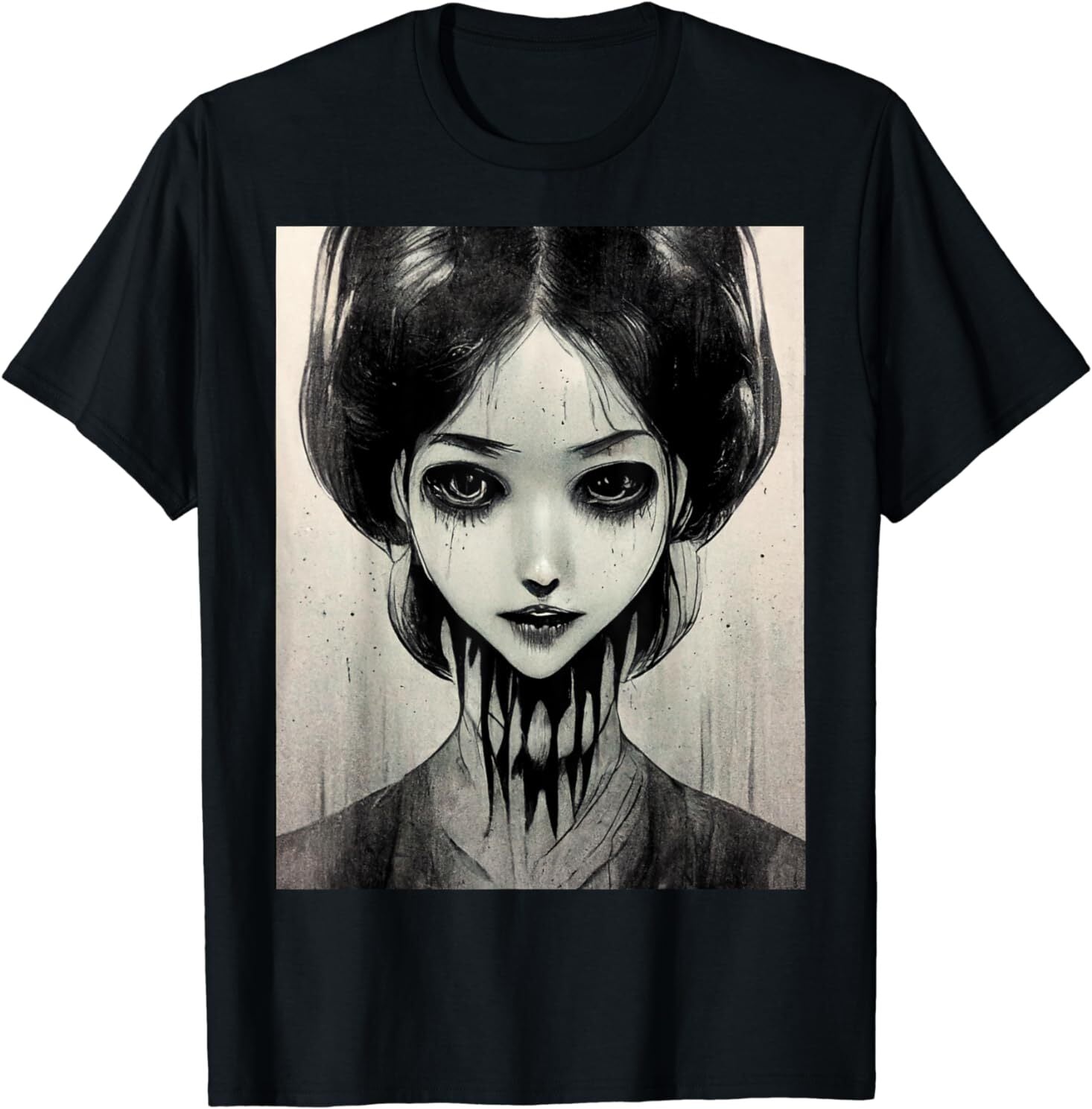NEW LIMTED Creepy Horror Anime Woman Eyes Halloween Gift Idea Tee T-Shirt S-3XL