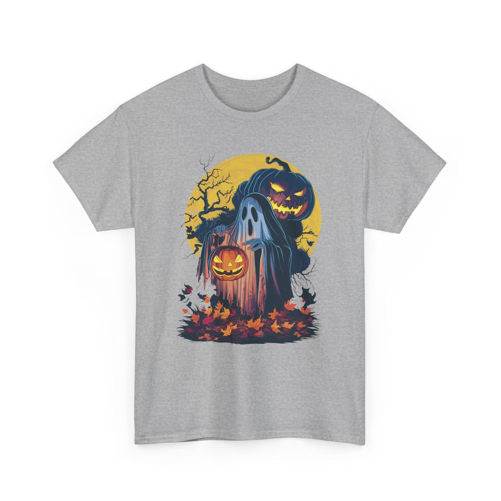 Autumn Leaves Pumpkin Halloween T-shirt - Artistic Holiday Ghost Graphic Tee