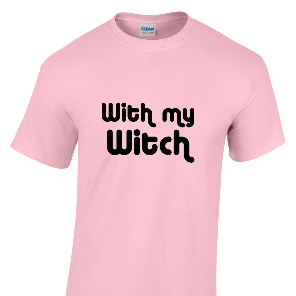 Mens Halloween Tshirt - With My Witch Party Night Trick Or Treat Costume T Shirt