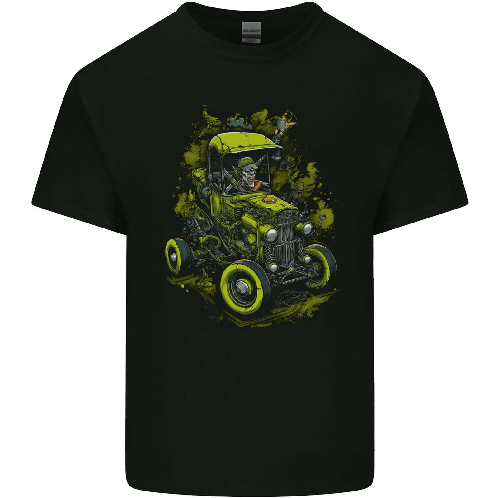 Zombie Hot Rod Halloween Horror Mens Cotton T-Shirt Tee Top