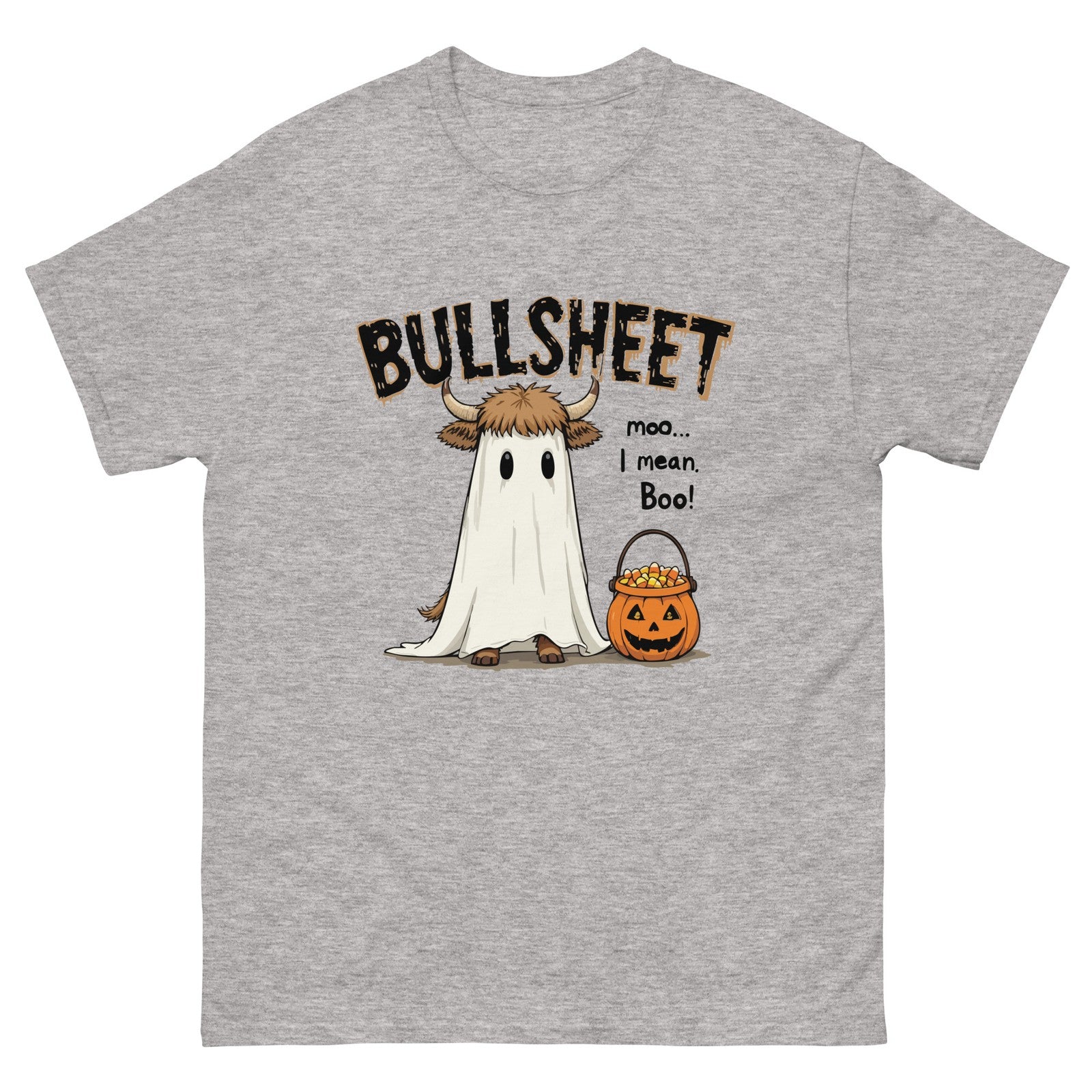 Bullsheet Mens Funny Halloween T-Shirt Trick or Treat 100%  Cotton Tee