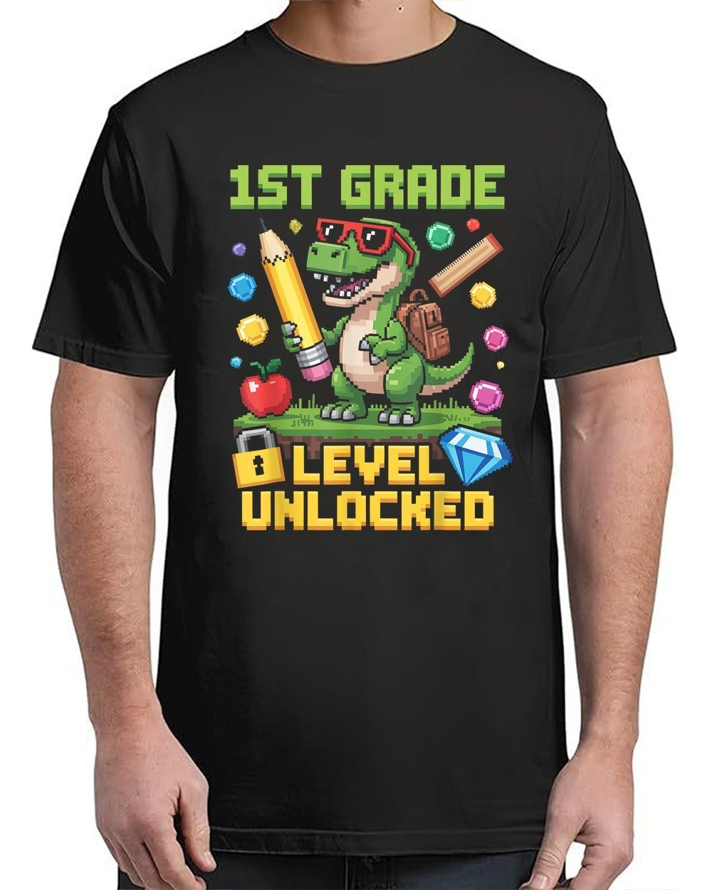Grade Dinosaur Back to School Gamer T-Shirt For Unisex S-4XL
