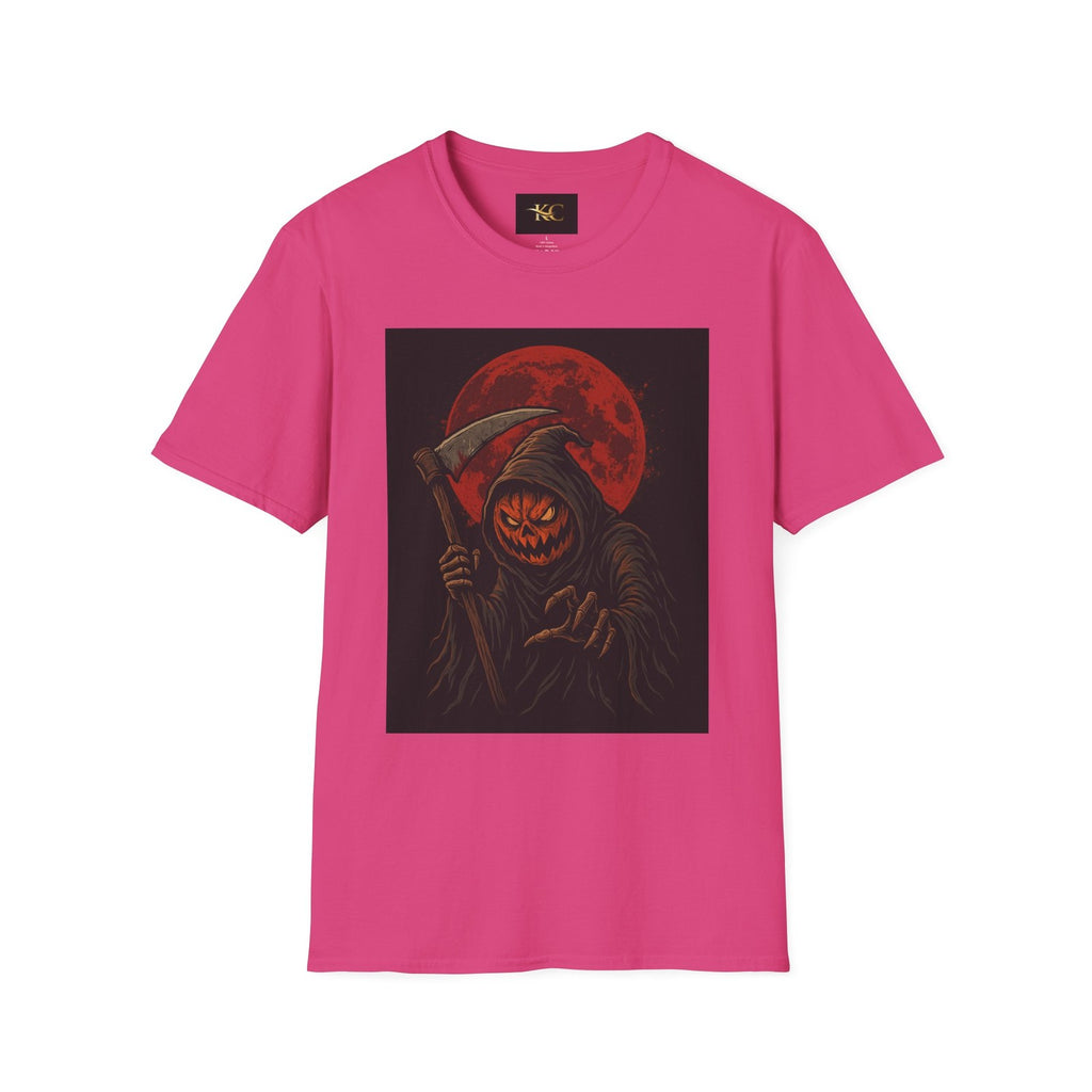 Halloween Pumpkin Grim Reaper T-Shirt Scary Horror Jack-O’-Lantern Graphic Tee