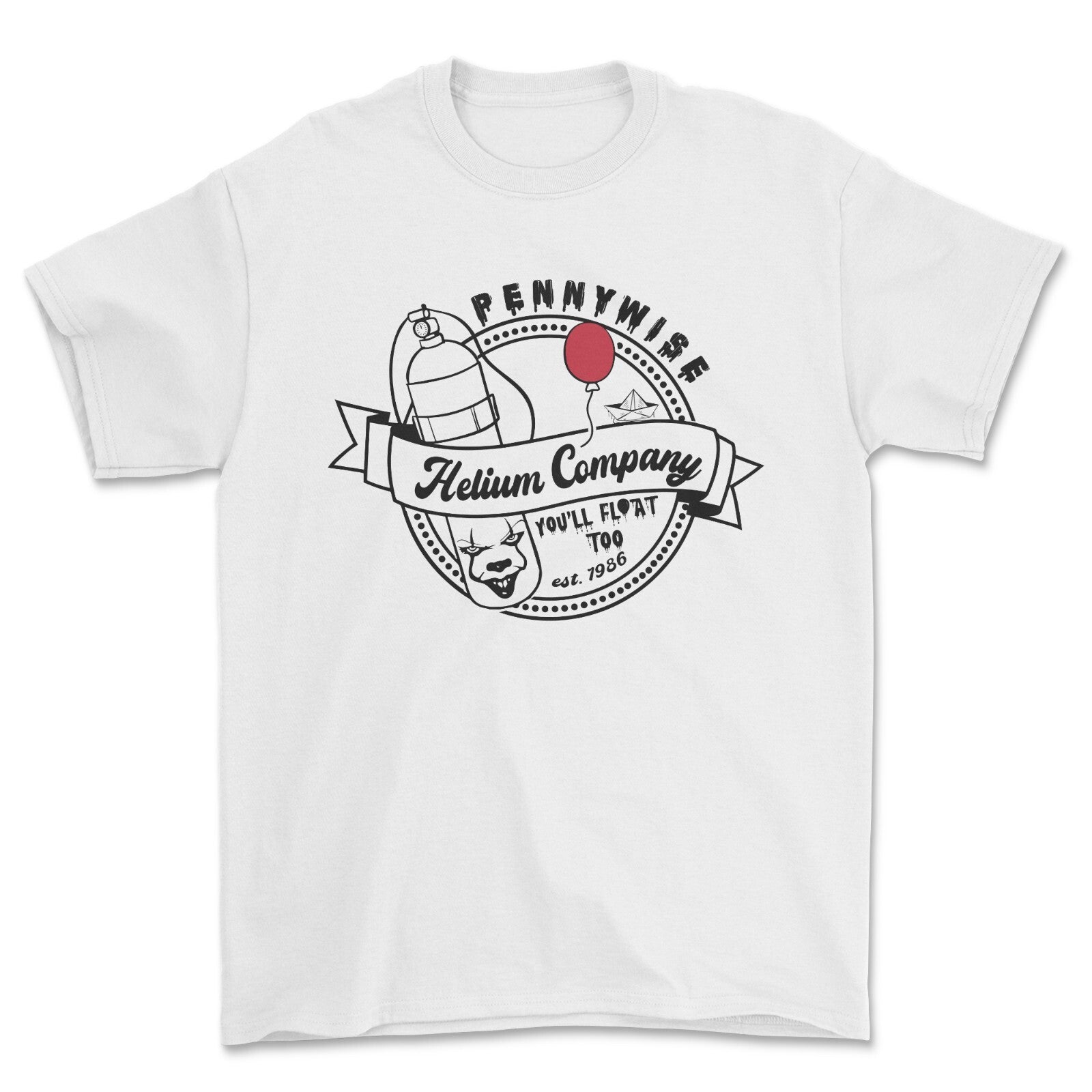 Scary Clown, Penny Balloon Print Unisex T-shirt, Fun Halloween Top