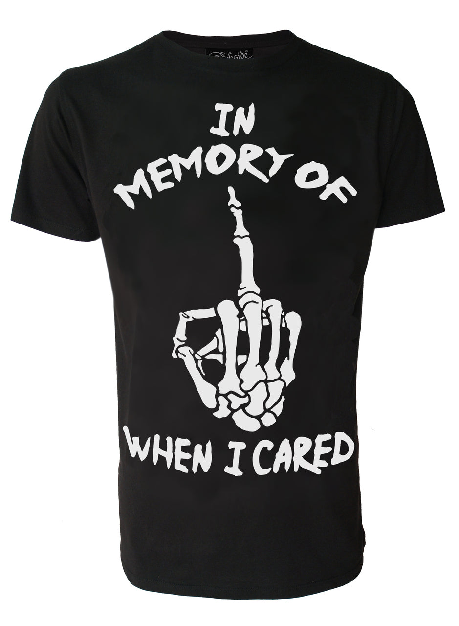 Horror Occult Halloween T-Shirt - IN MEMORY OF WHEN I CARED - Mens t-shirt