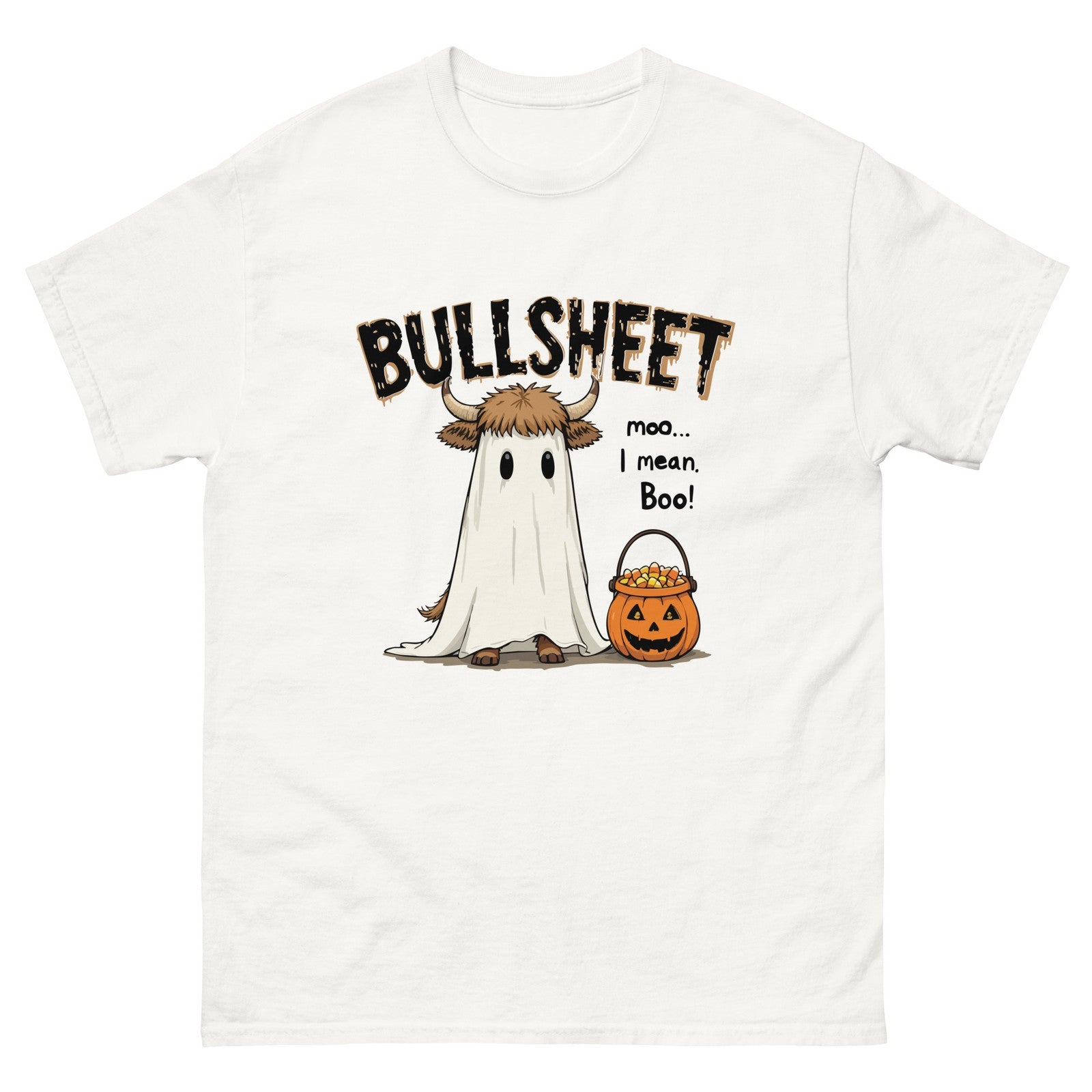 Bullsheet Mens Funny Halloween T-Shirt Trick or Treat 100%  Cotton Tee