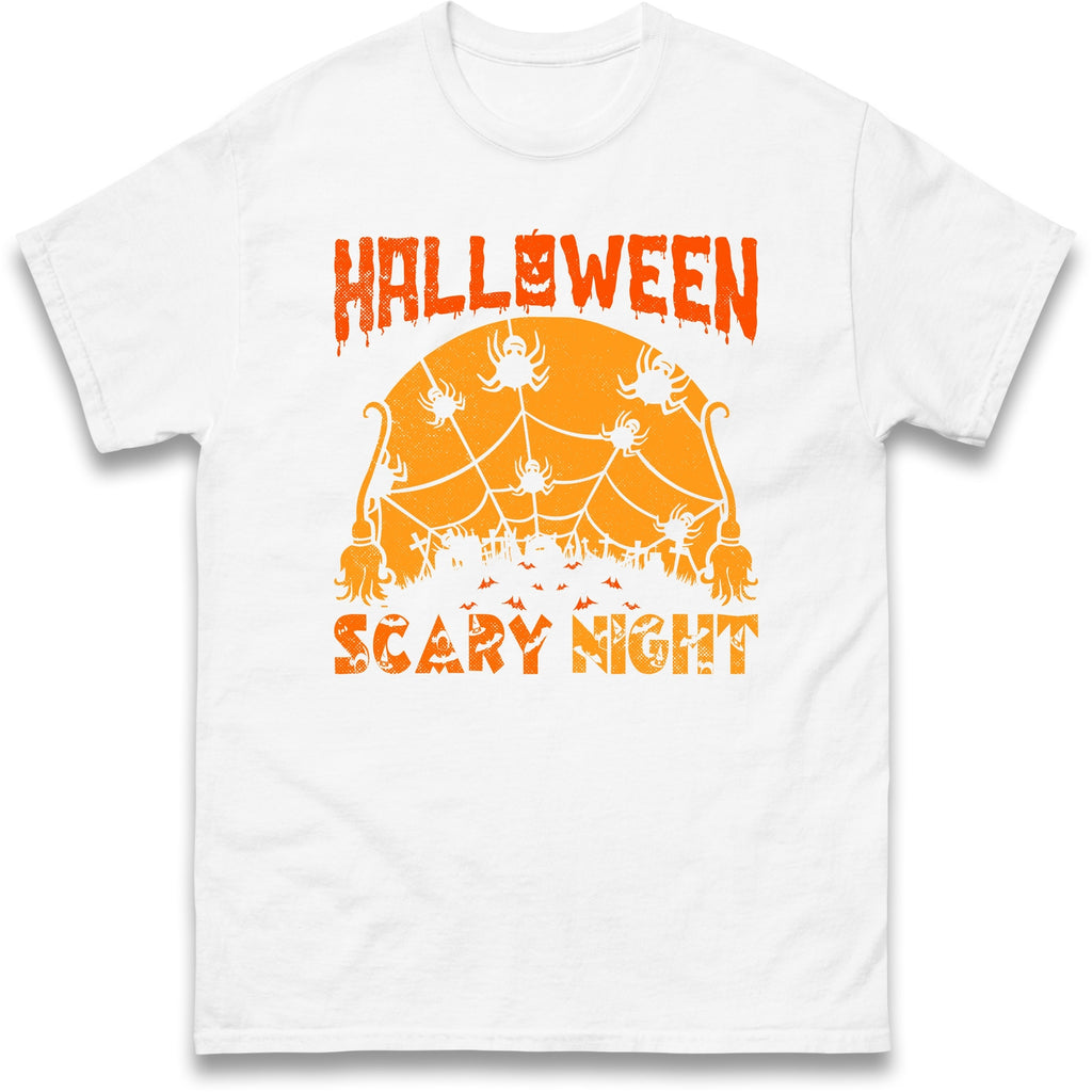 Halloween Scary Night With Broom and Spider T Shirt,Halloween Scary night Gift