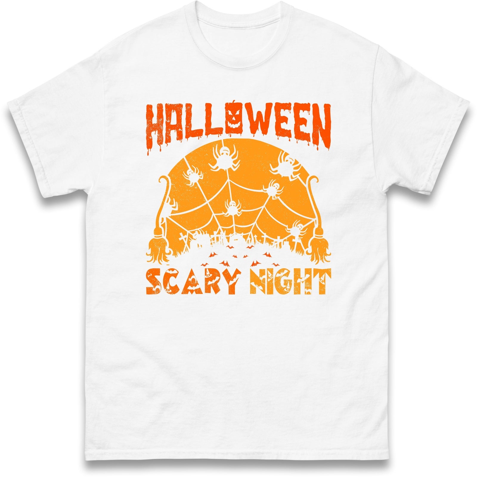 Halloween Scary Night With Broom and Spider T Shirt,Halloween Scary night Gift