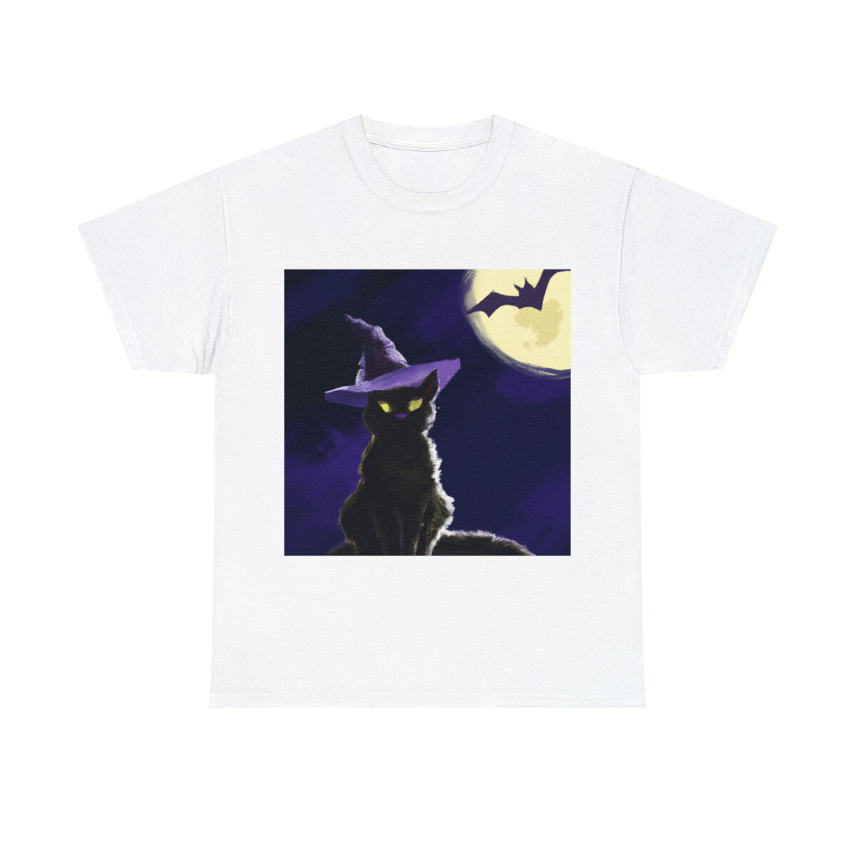 Halloween Black Cat T Shirt Art Tee Unisex Adult Witch Moon Scary Trick or Treat
