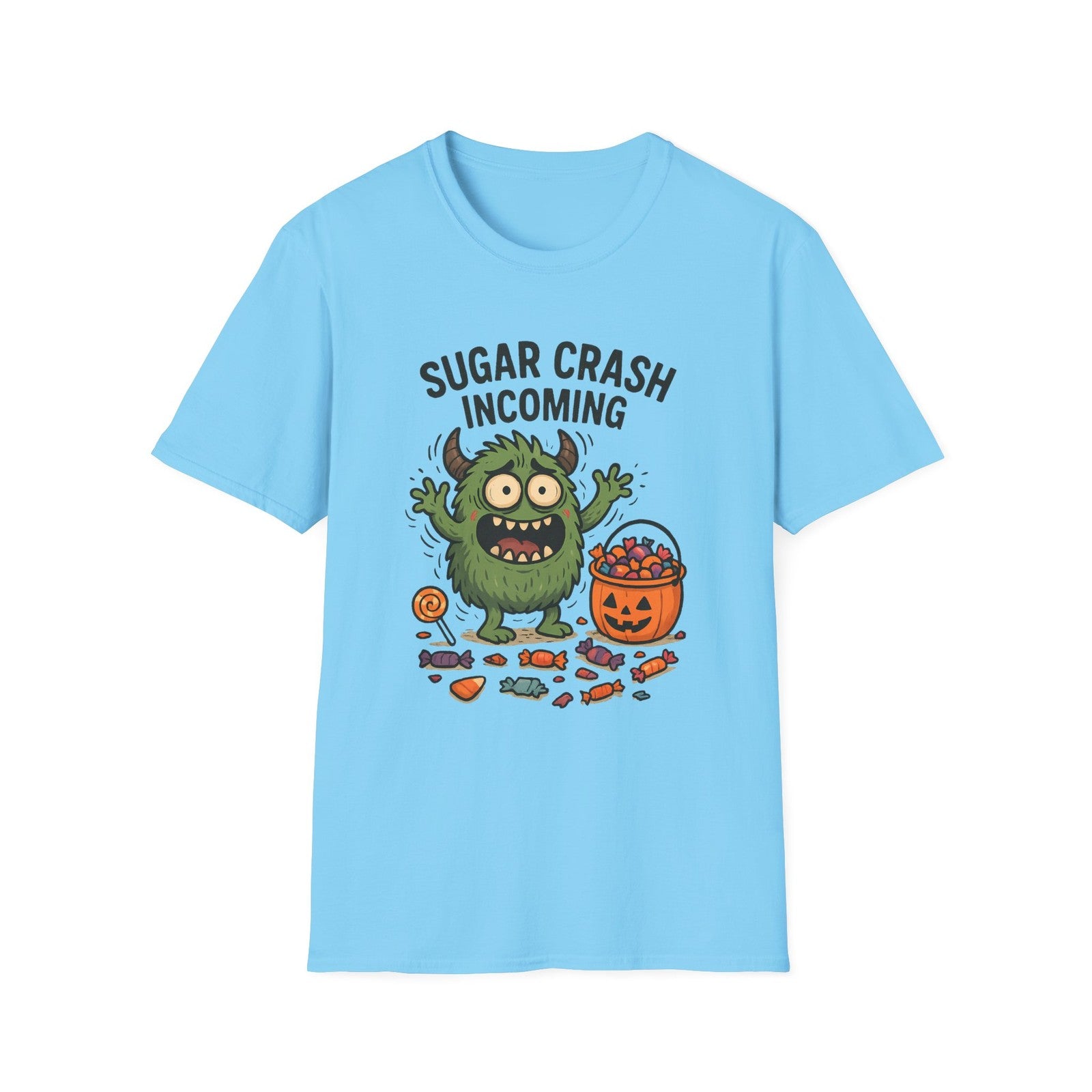 Unisex Softstyle T-Shirt – Funny Halloween Tee, Monster , Trick or Treat Candy