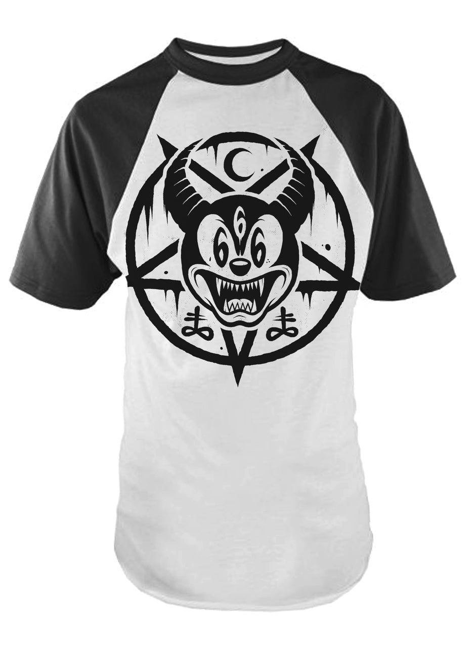 Horror Occult Halloween T-Shirt MICKEY 666 Baseball t-shirt